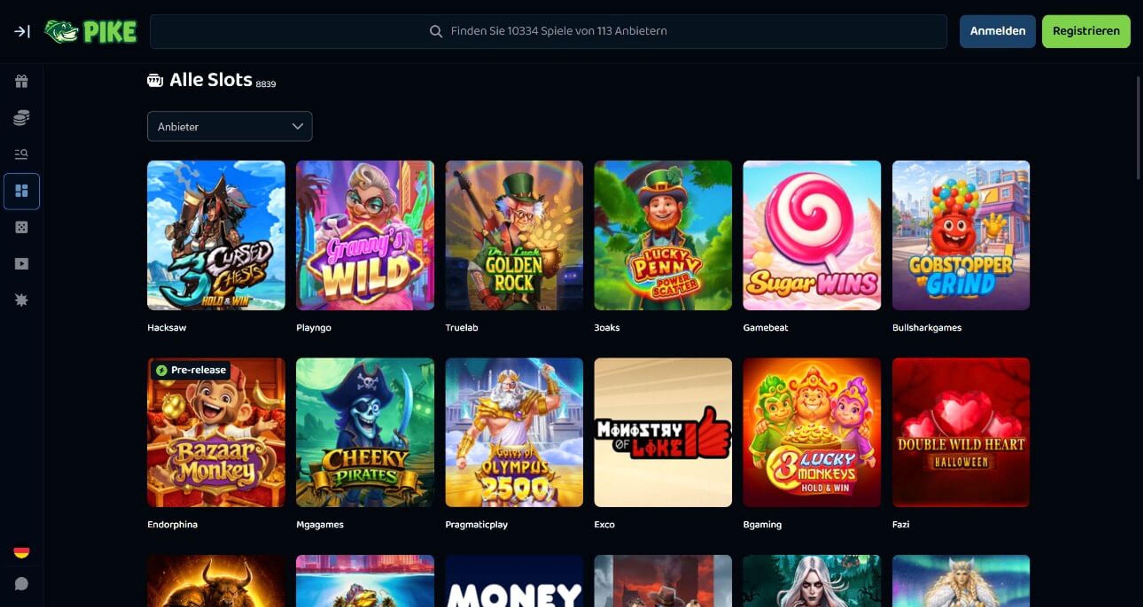 Pike Casino desktop screenshot 2
