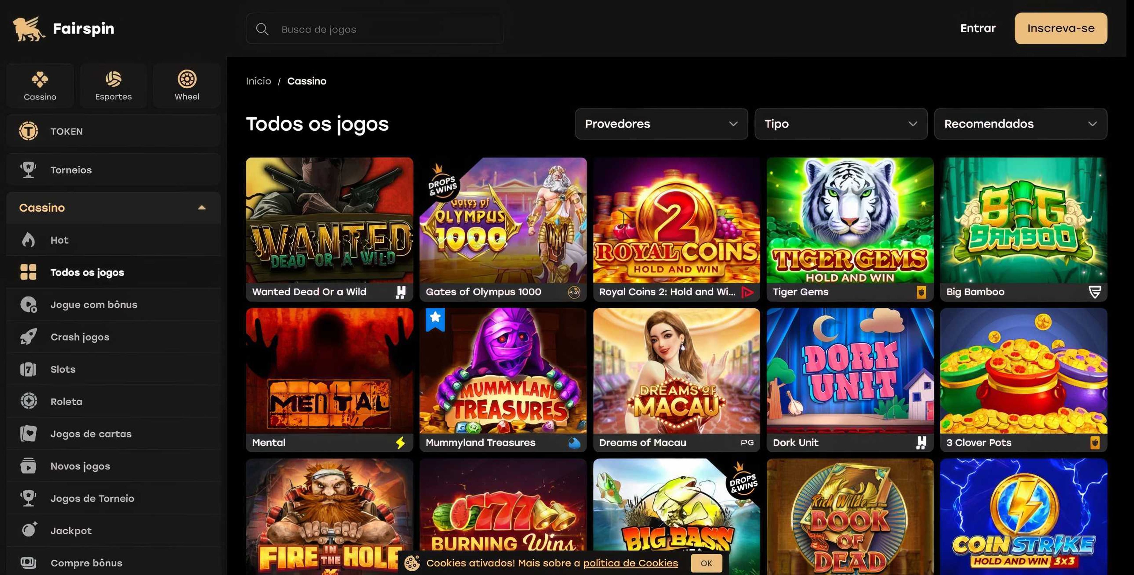 Fairspin Casino desktop screenshot 1