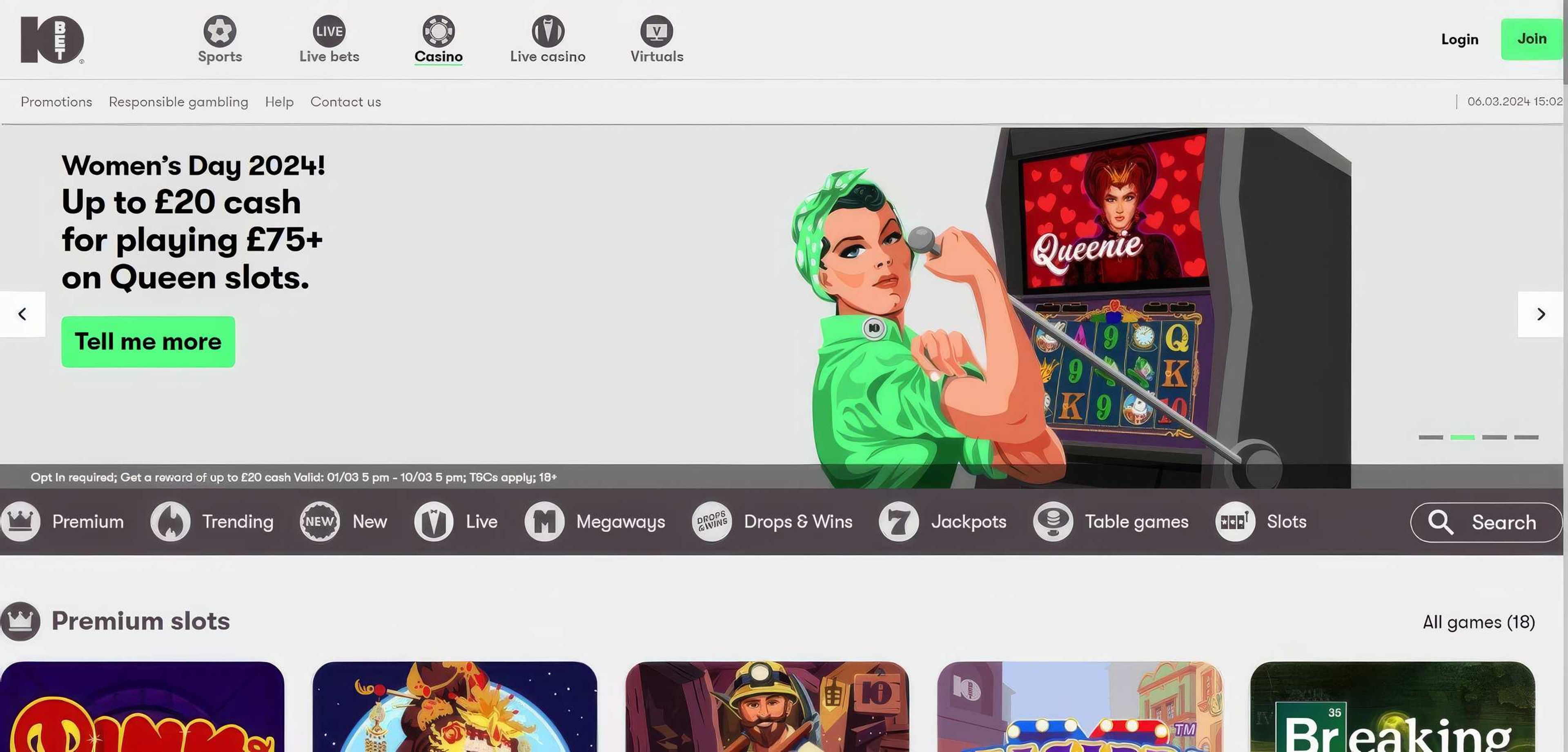 10Bet desktop screenshot 1