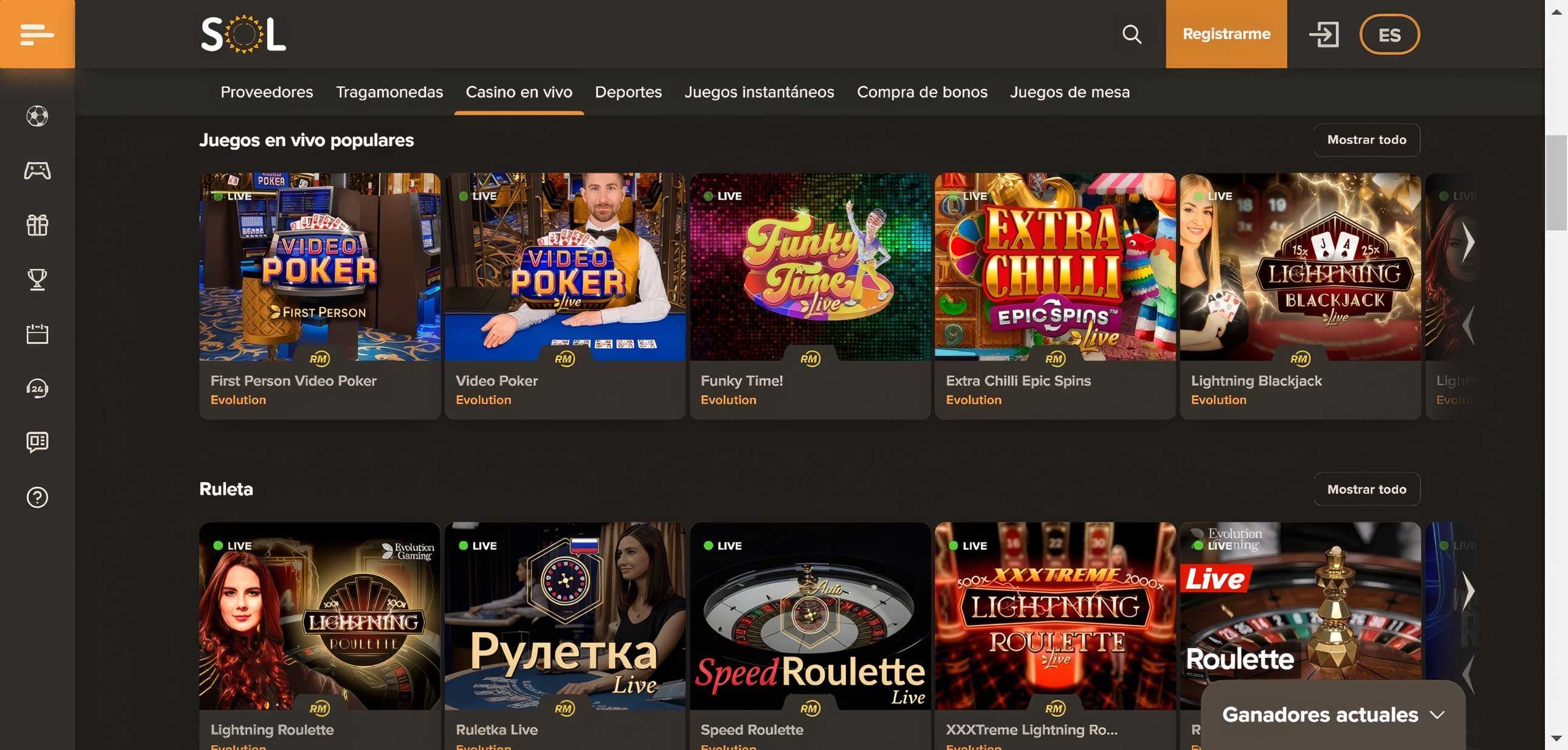 Sol Casino desktop screenshot 1