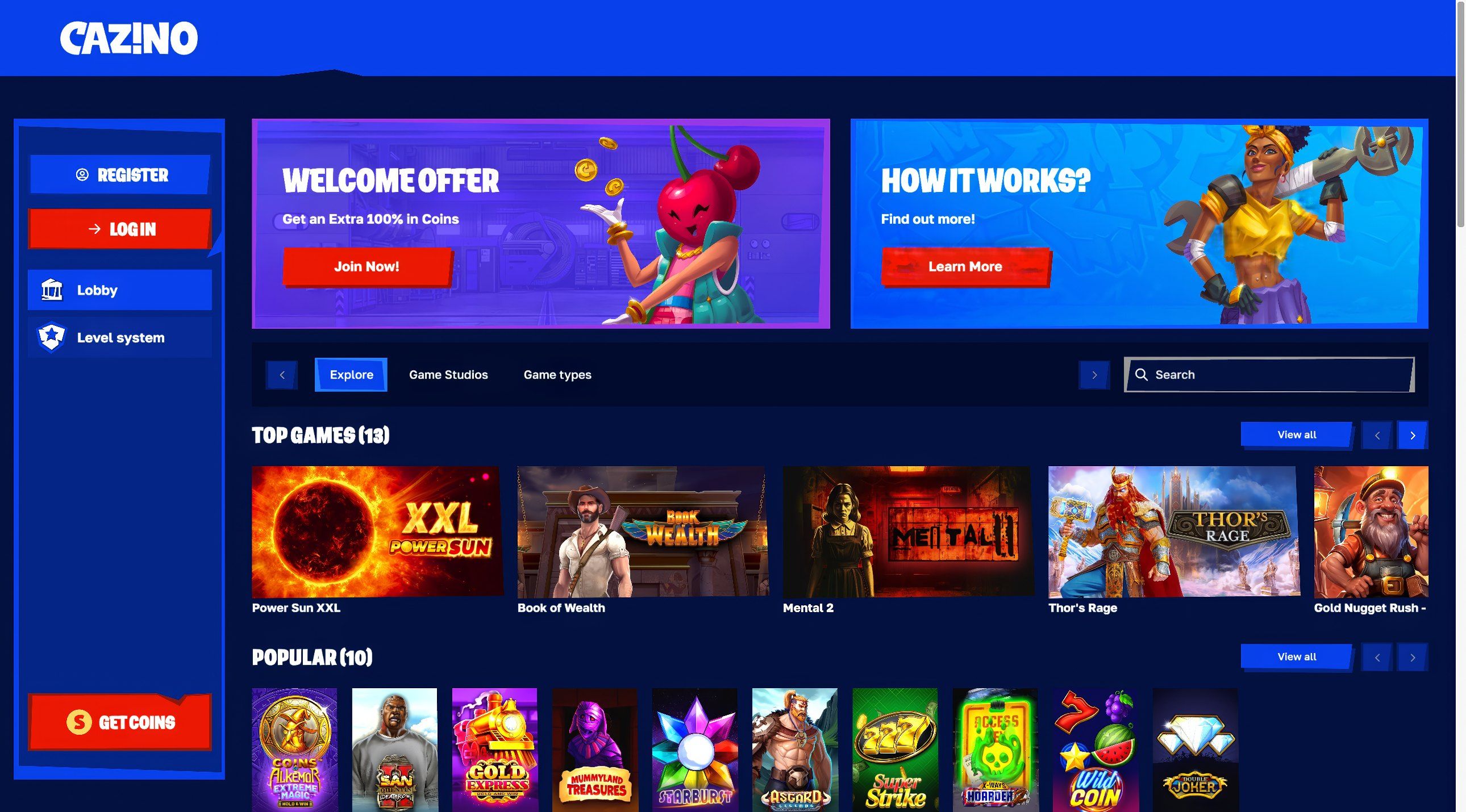 Cazino.com desktop screenshot 1