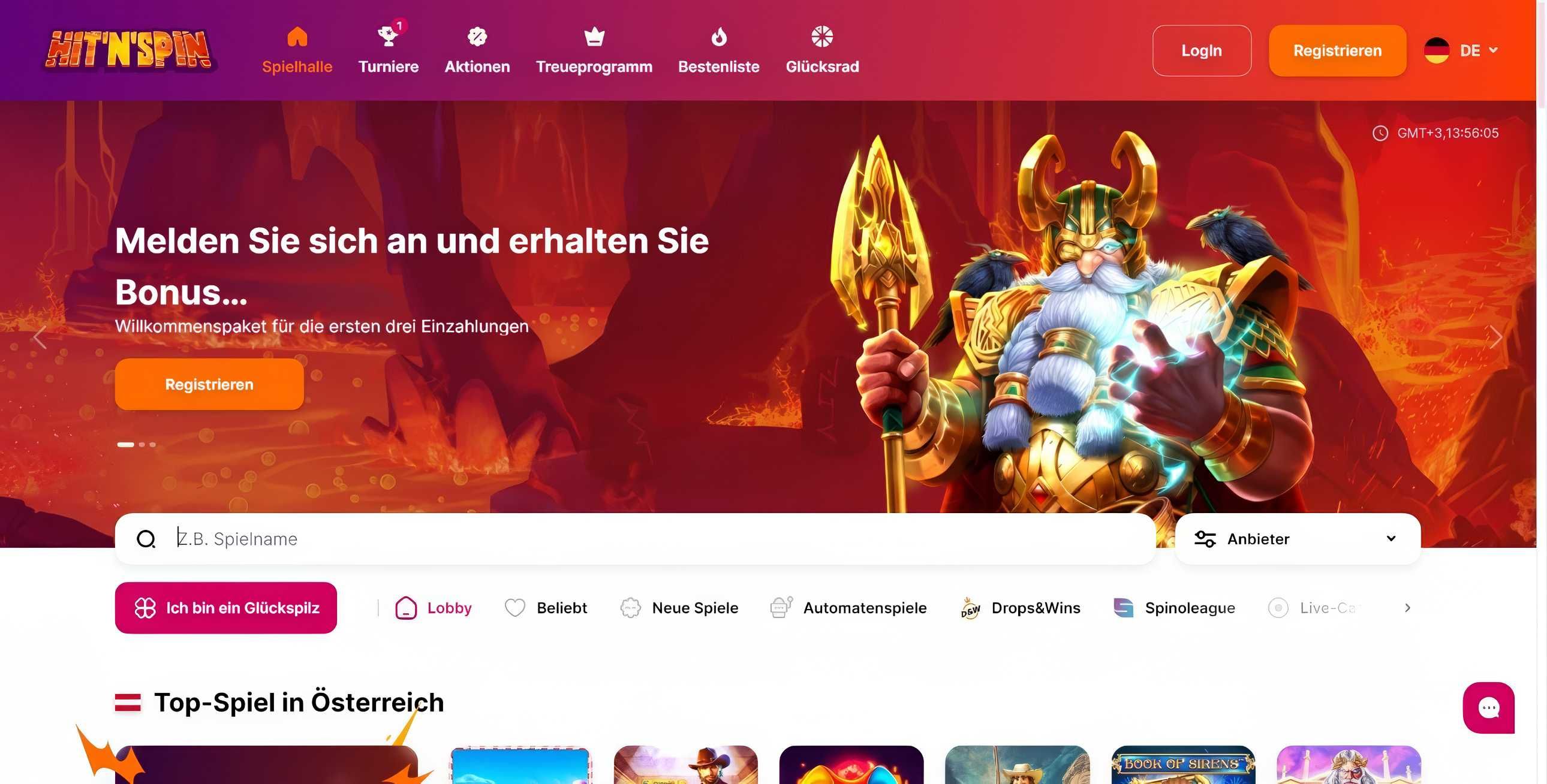 Hitnspin Casino desktop screenshot 1