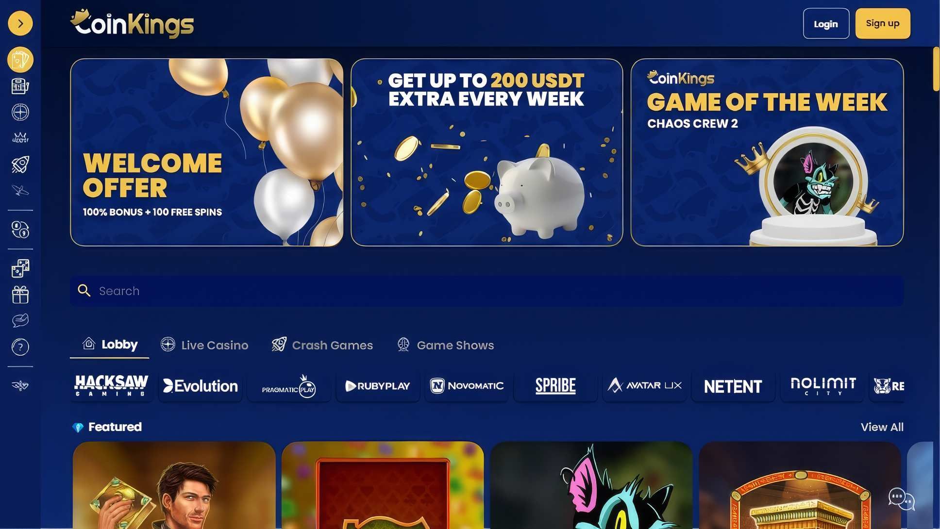 CoinKings Casino desktop screenshot 1