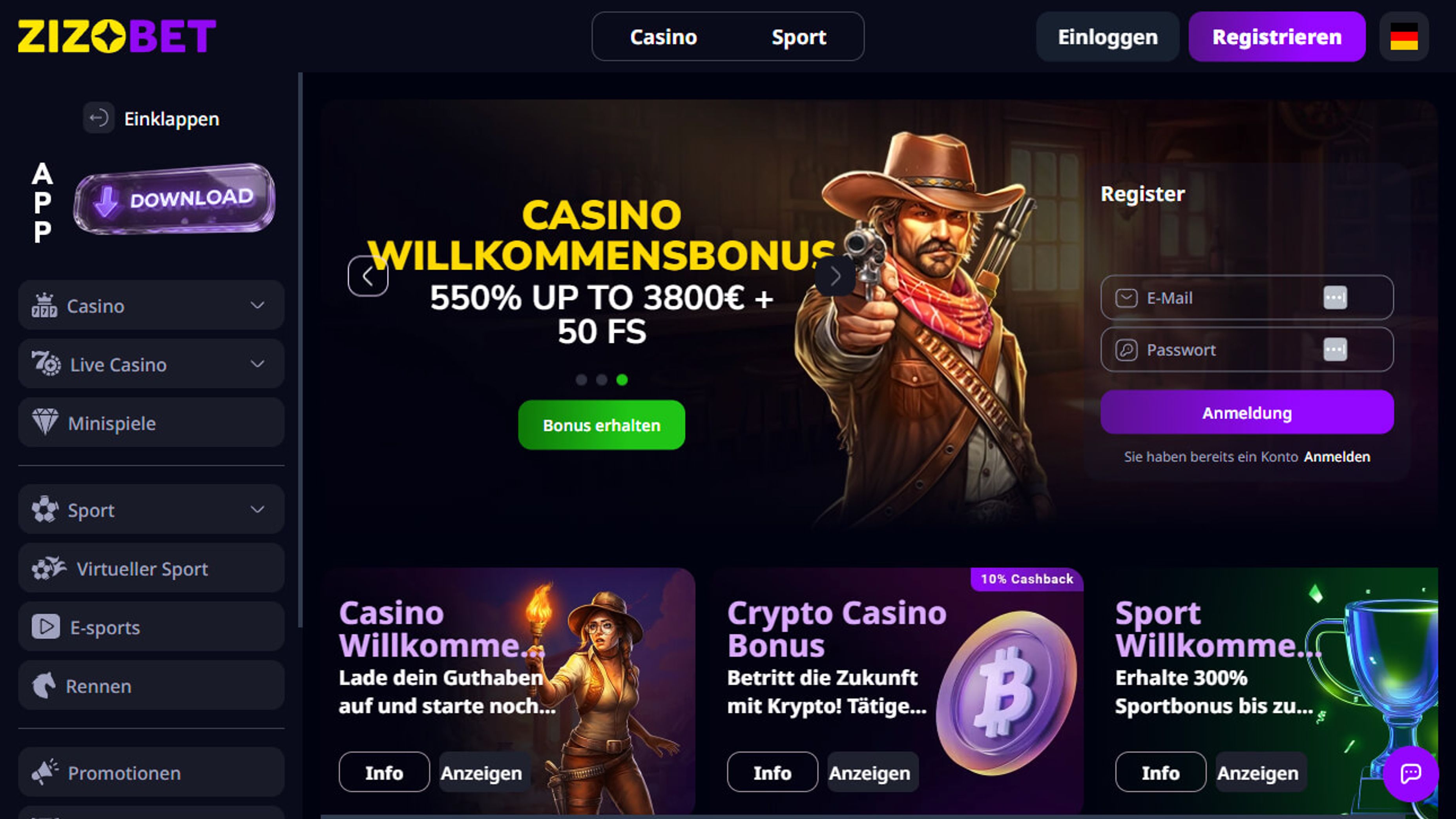Zizobet desktop screenshot 1