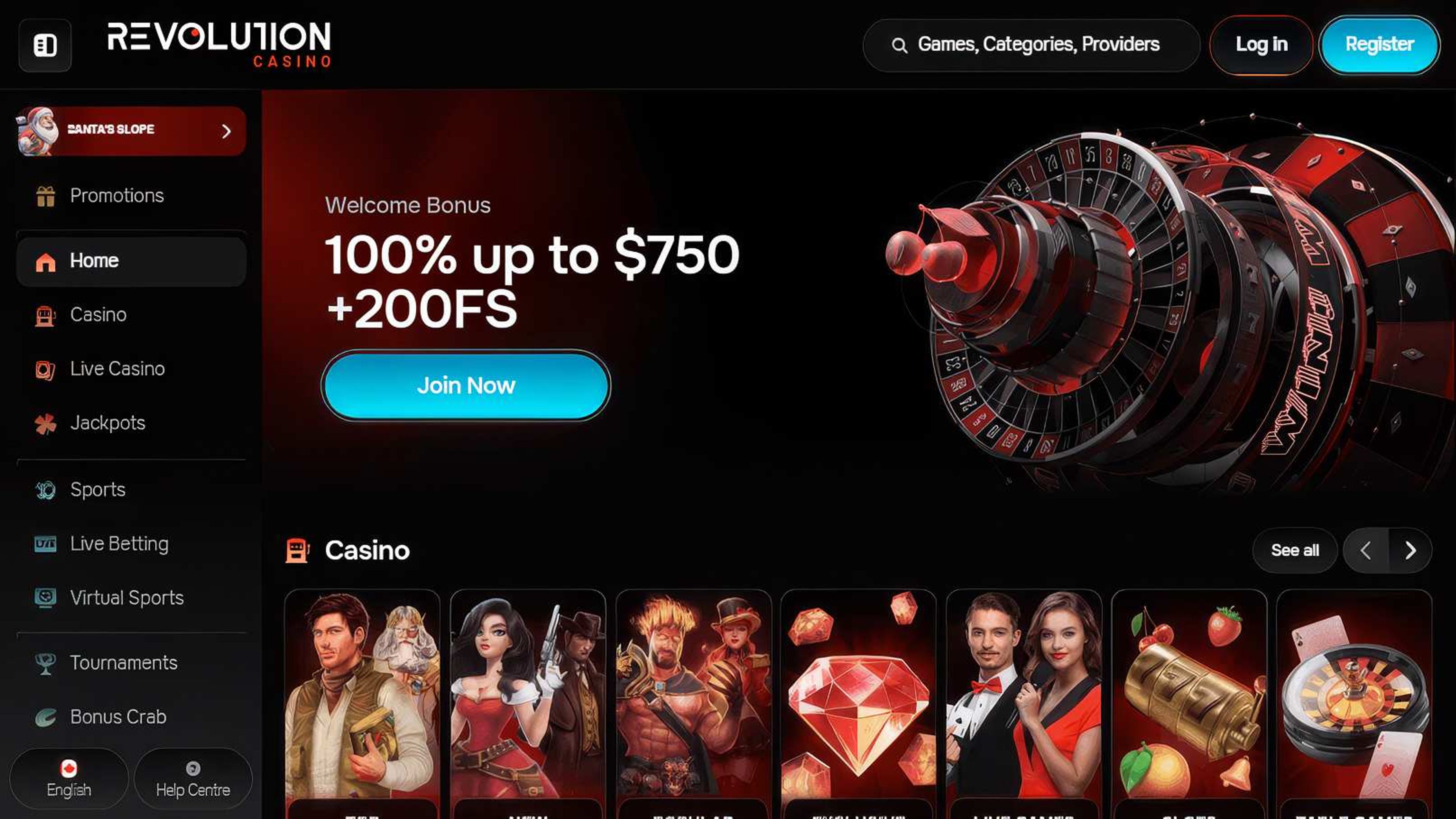 Revolution Casino desktop screenshot 1