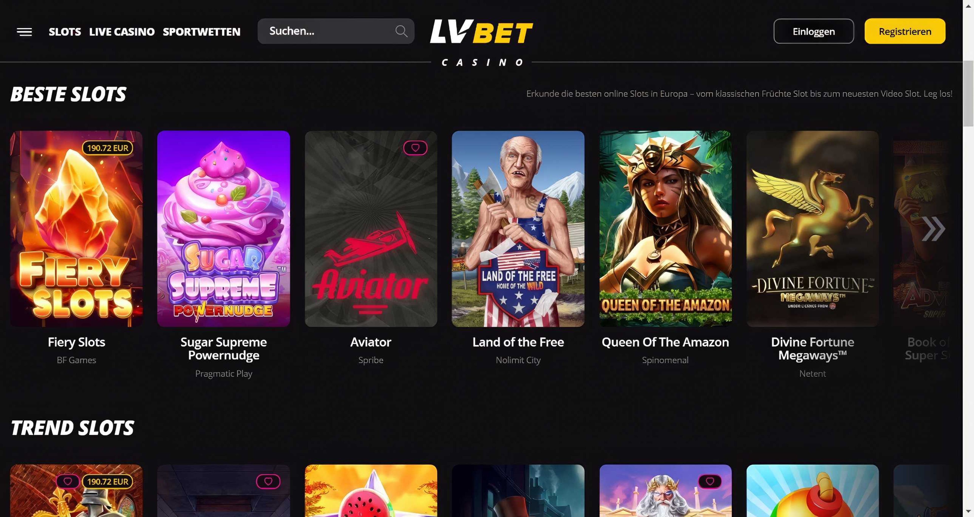 LVbet desktop screenshot 2