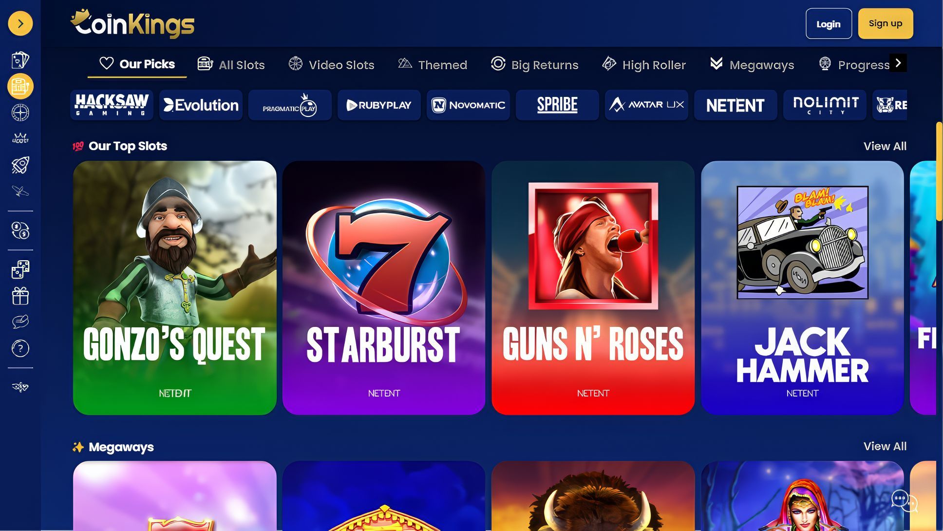 CoinKings Casino desktop screenshot 2