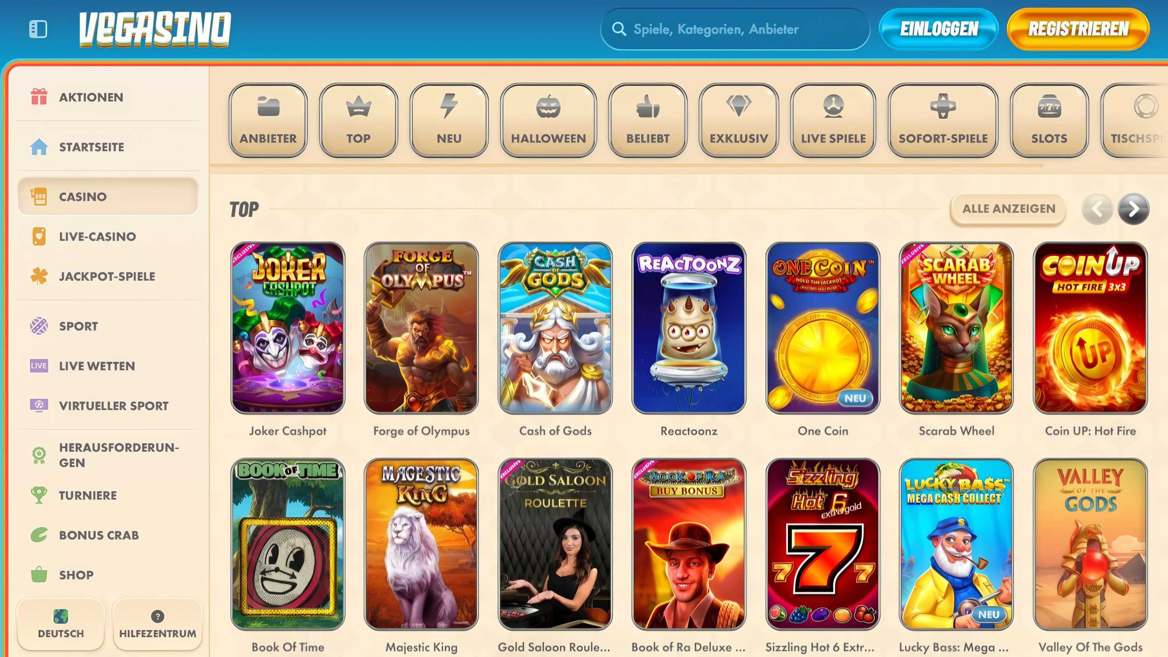 Vegasino desktop screenshot 2