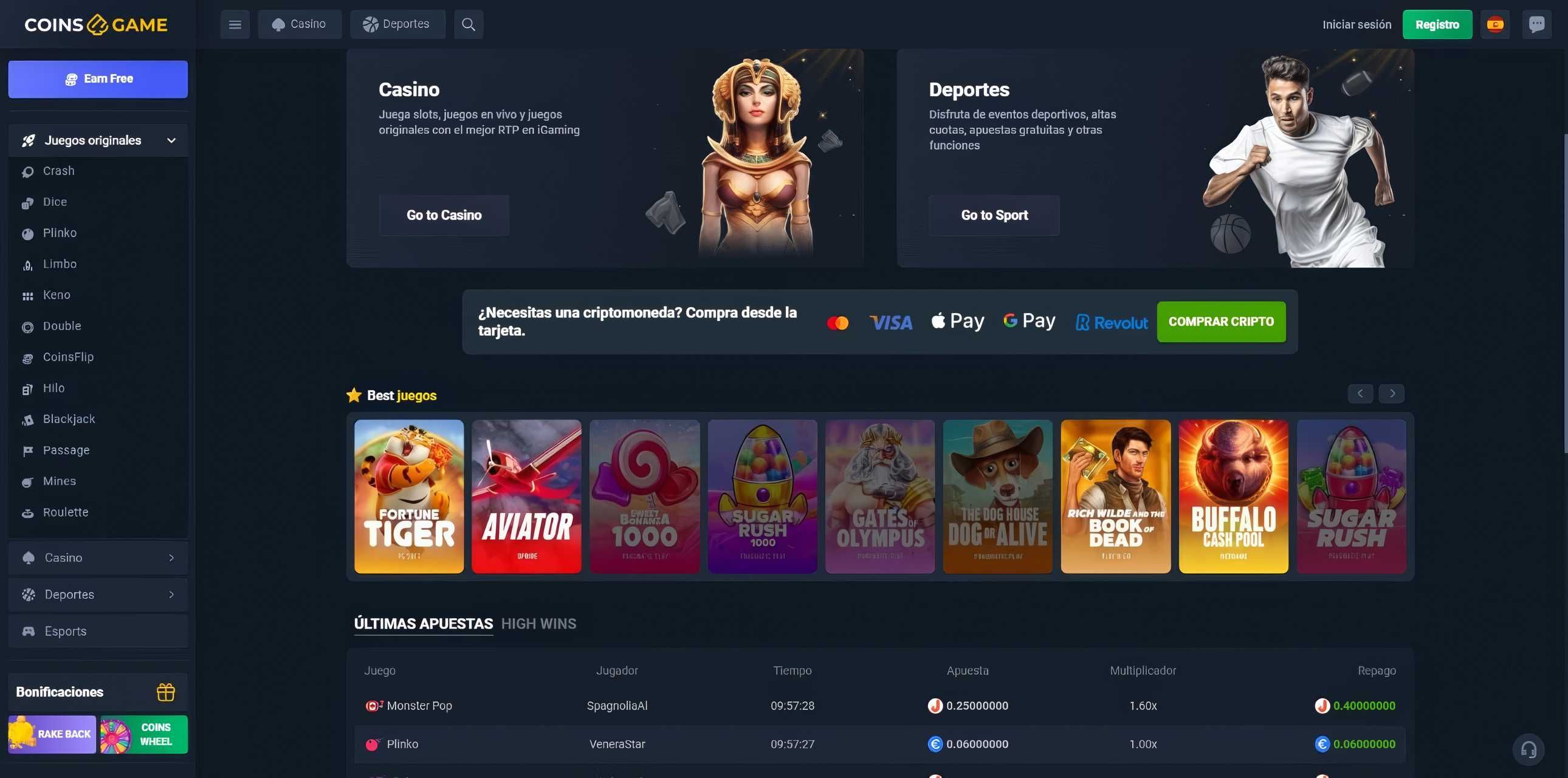 Coins.game desktop screenshot 1