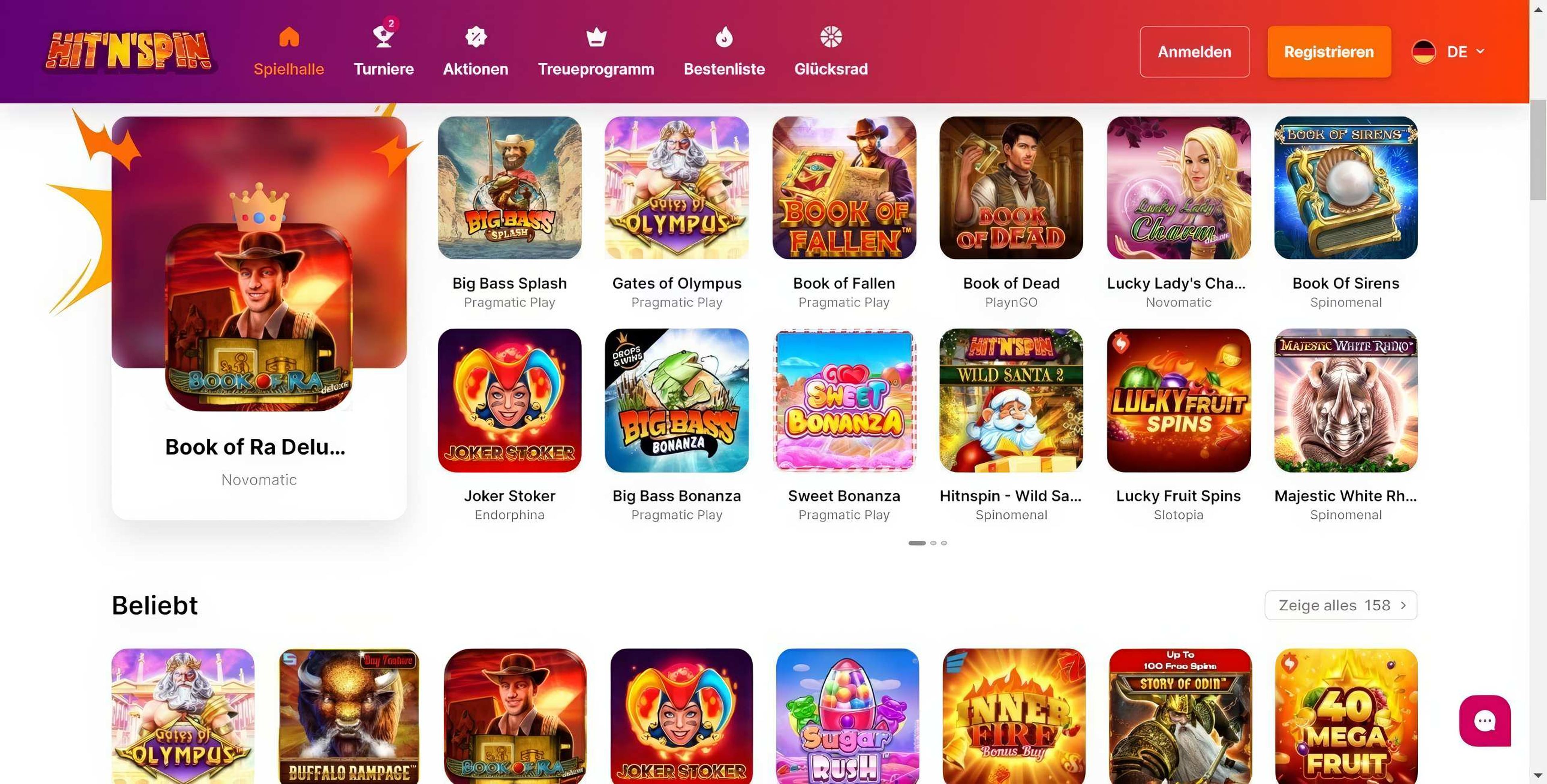 Hitnspin Casino desktop screenshot 2