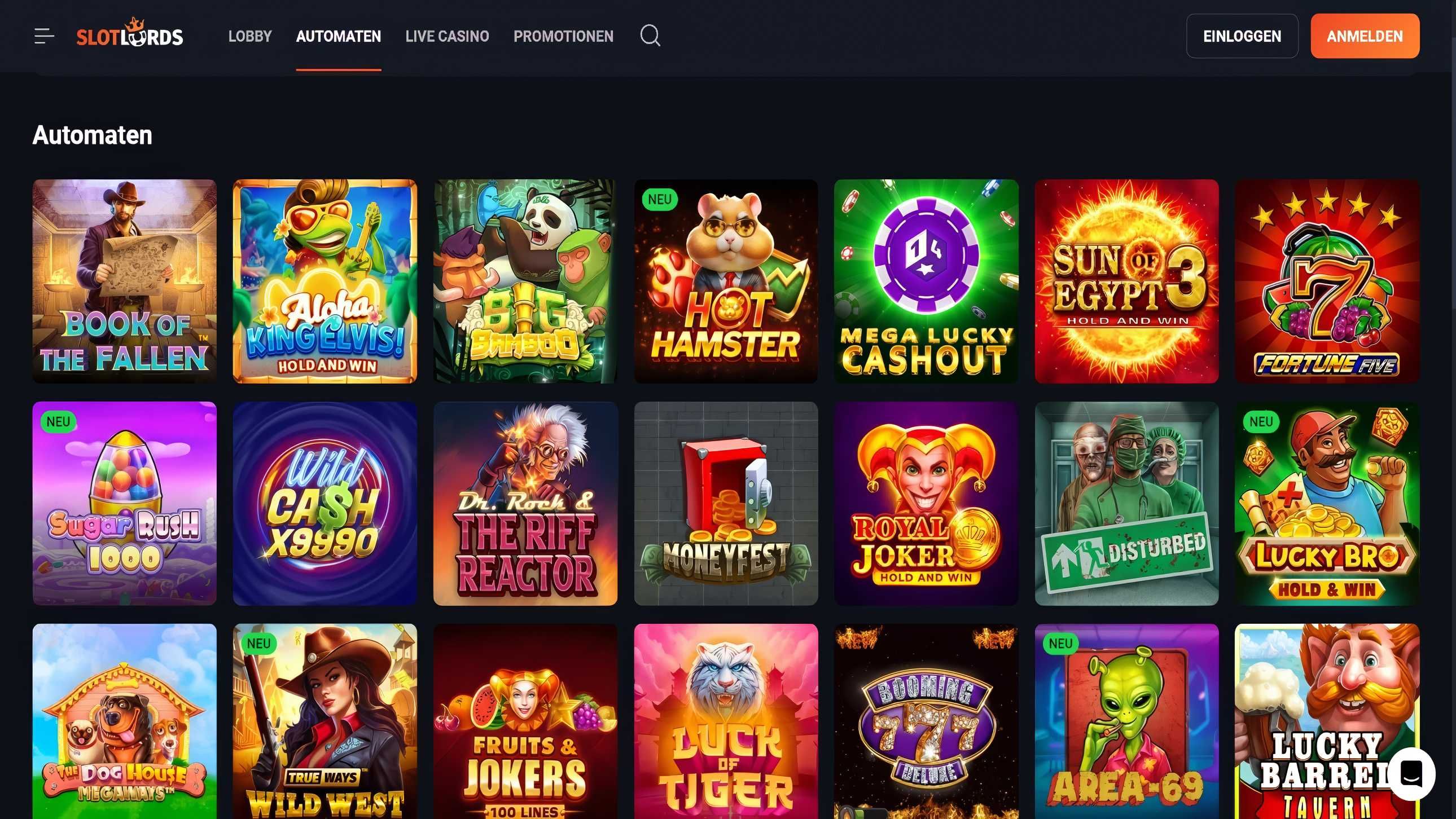 SlotLords Casino desktop screenshot 2