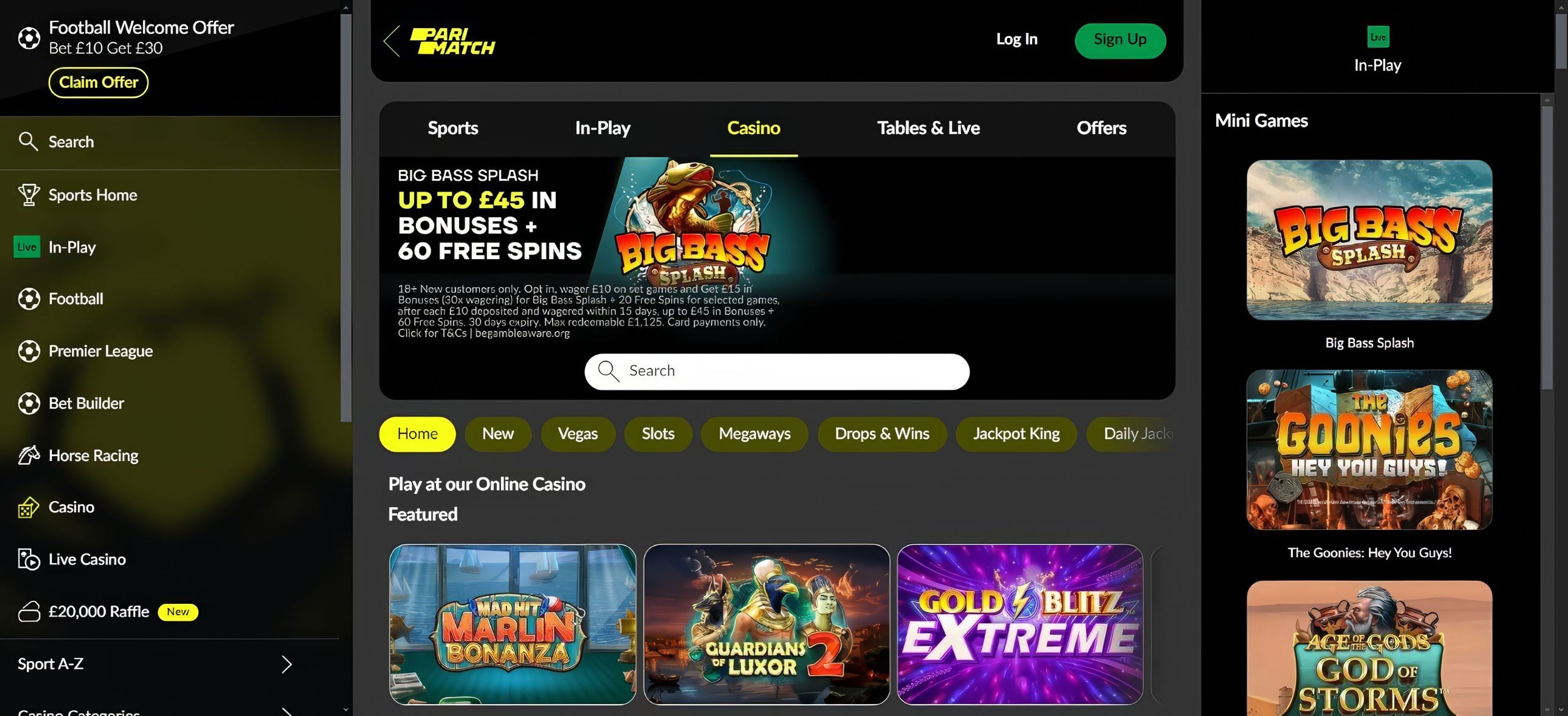 Parimatch desktop screenshot 1