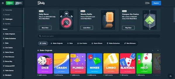 stake.com casino desktop home