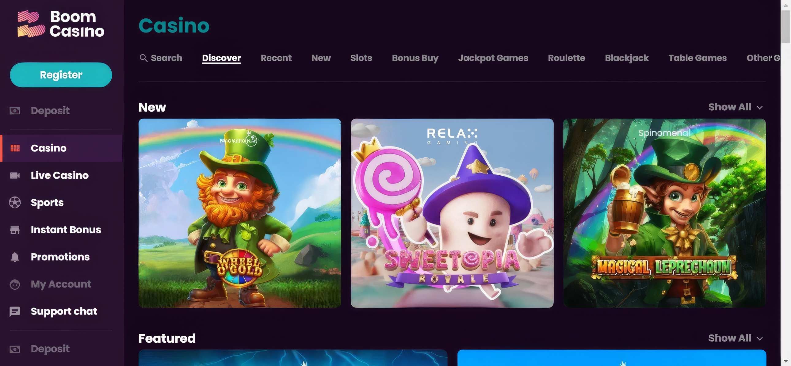 Boom Casino desktop screenshot 2