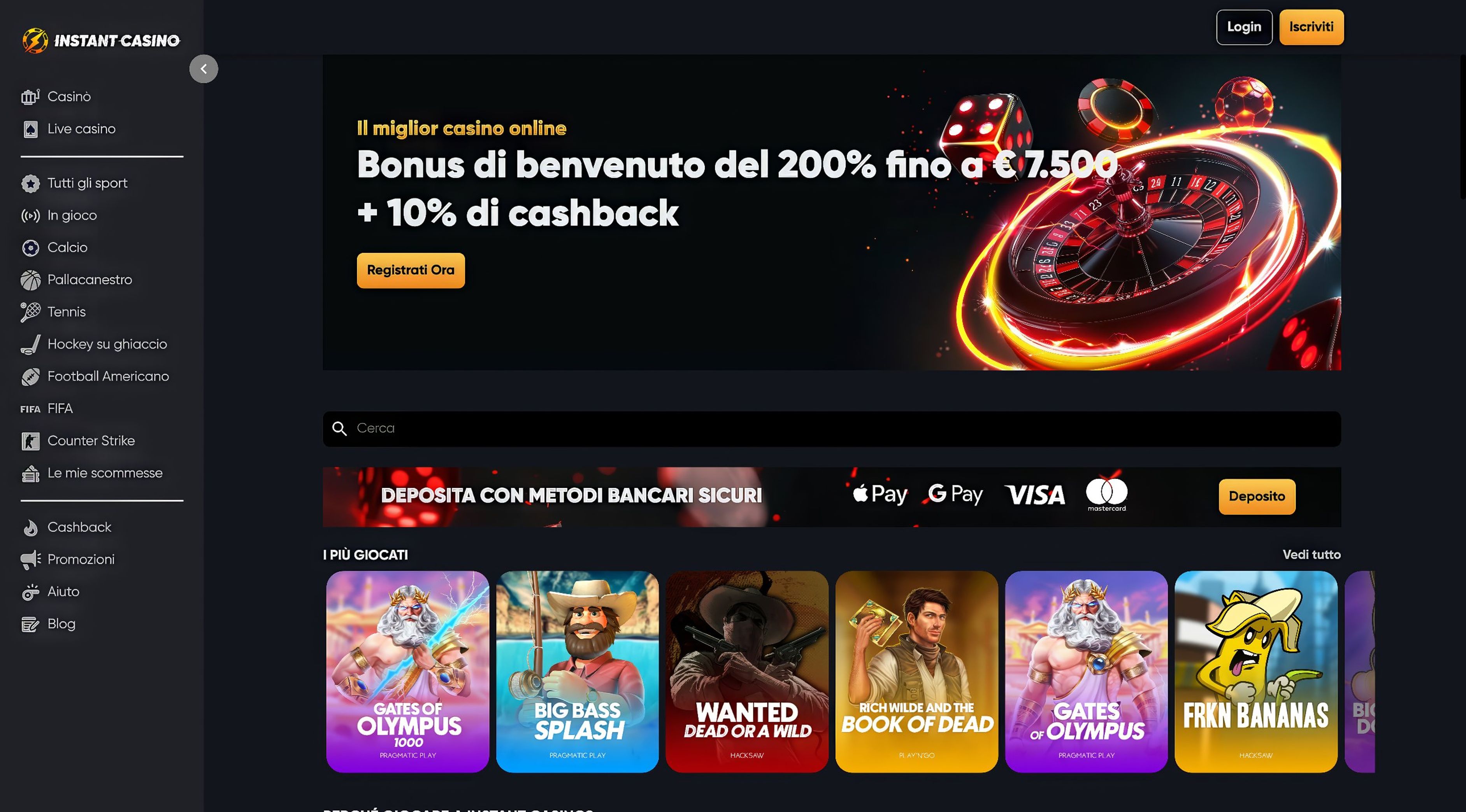 Instant Casino desktop screenshot 1