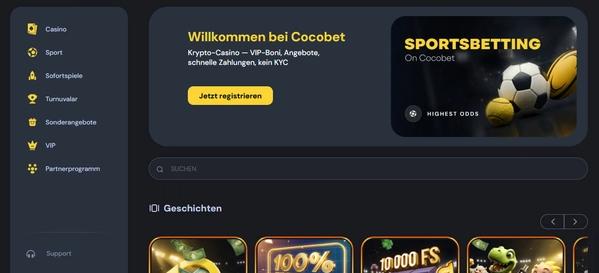 Cocobet Casino Homepage Desktop