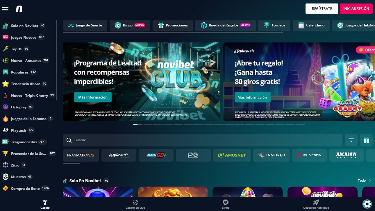 Novibet desktop screenshot 1