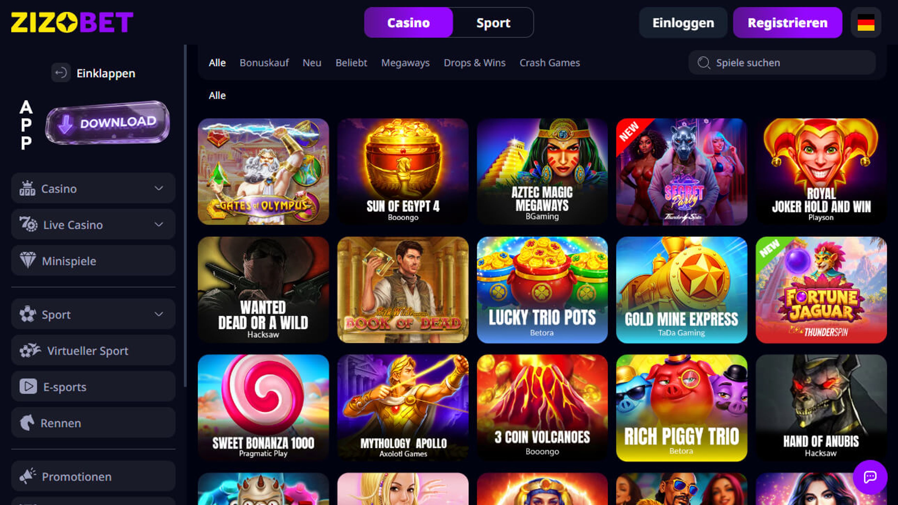 Zizobet desktop screenshot 2