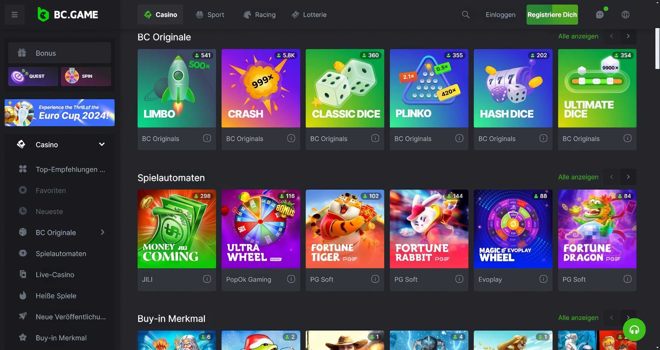 BC.game desktop screenshot 2