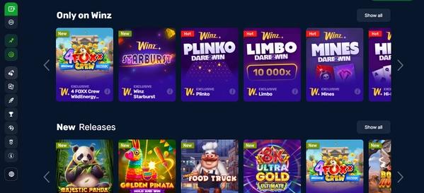Winz.io Slots Desktop