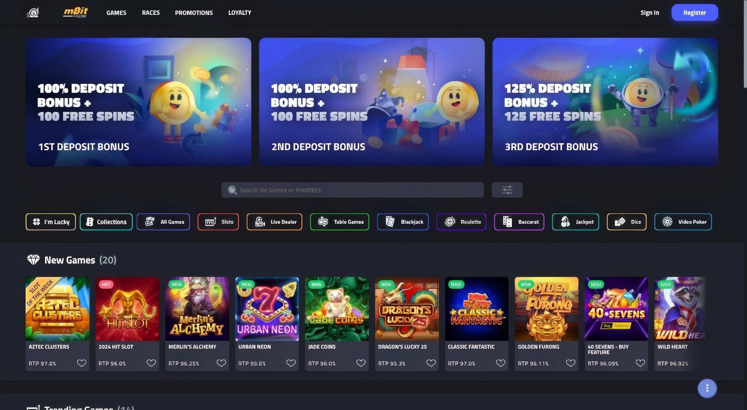 mBit Casino desktop screenshot 1