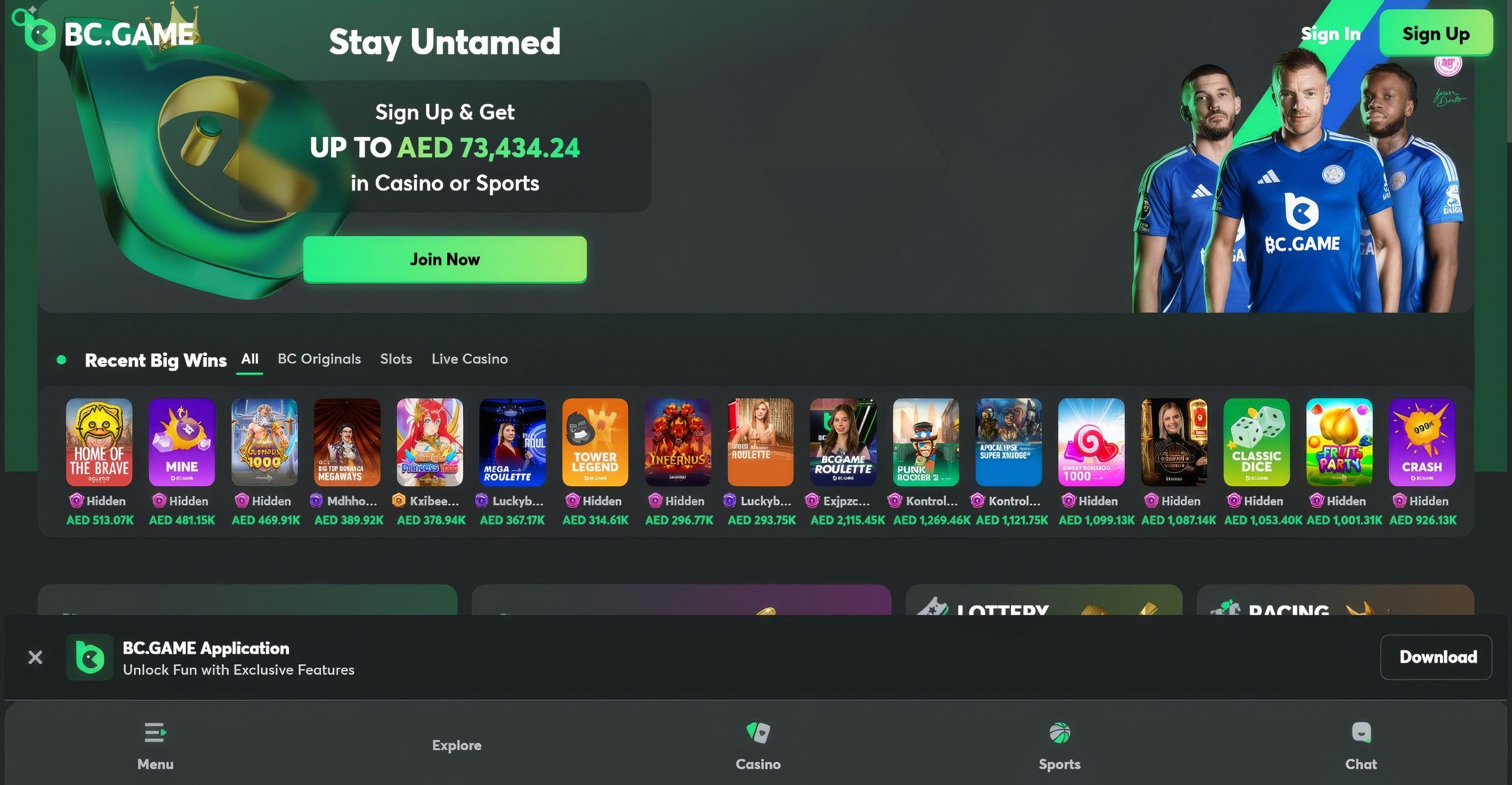 BC.game desktop screenshot 1