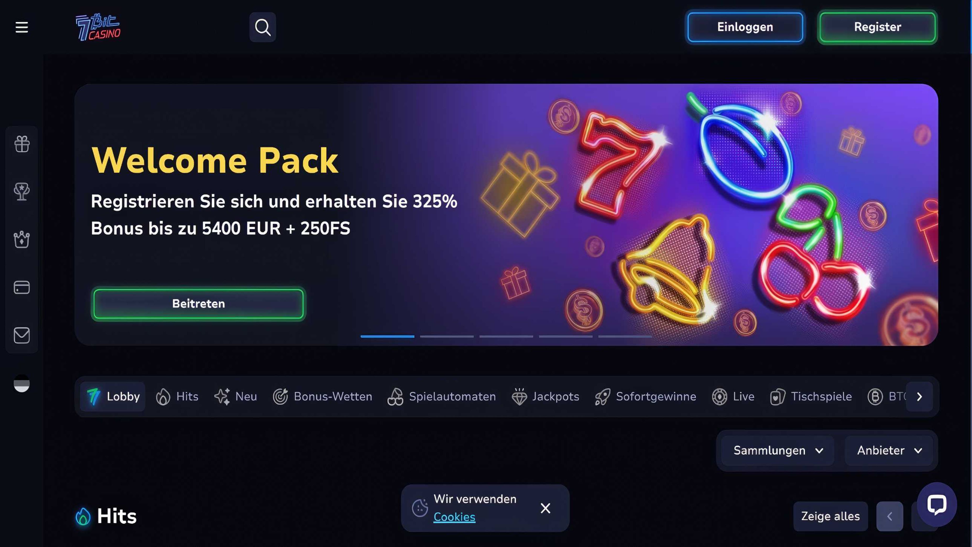 7Bit Casino desktop screenshot 1