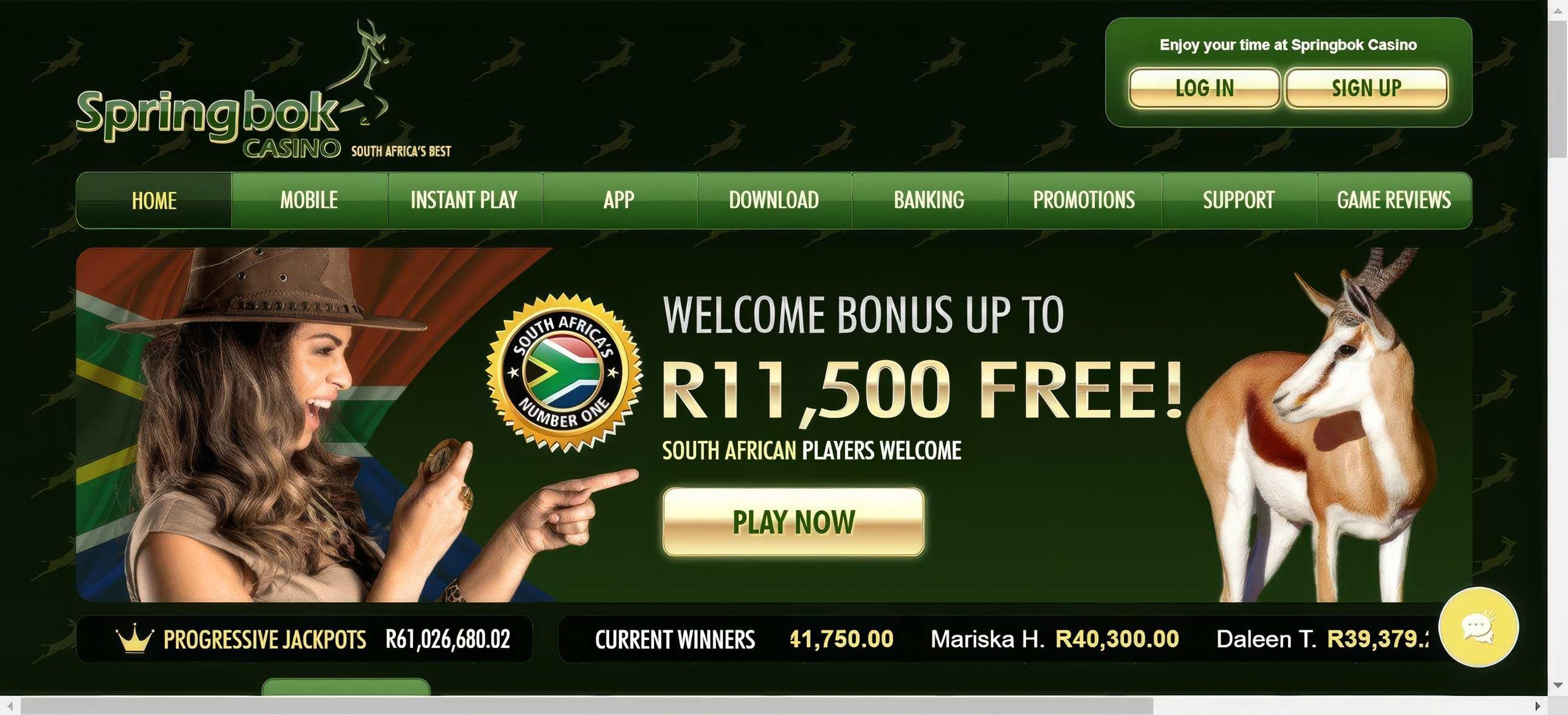 Springbok Casino desktop screenshot 1