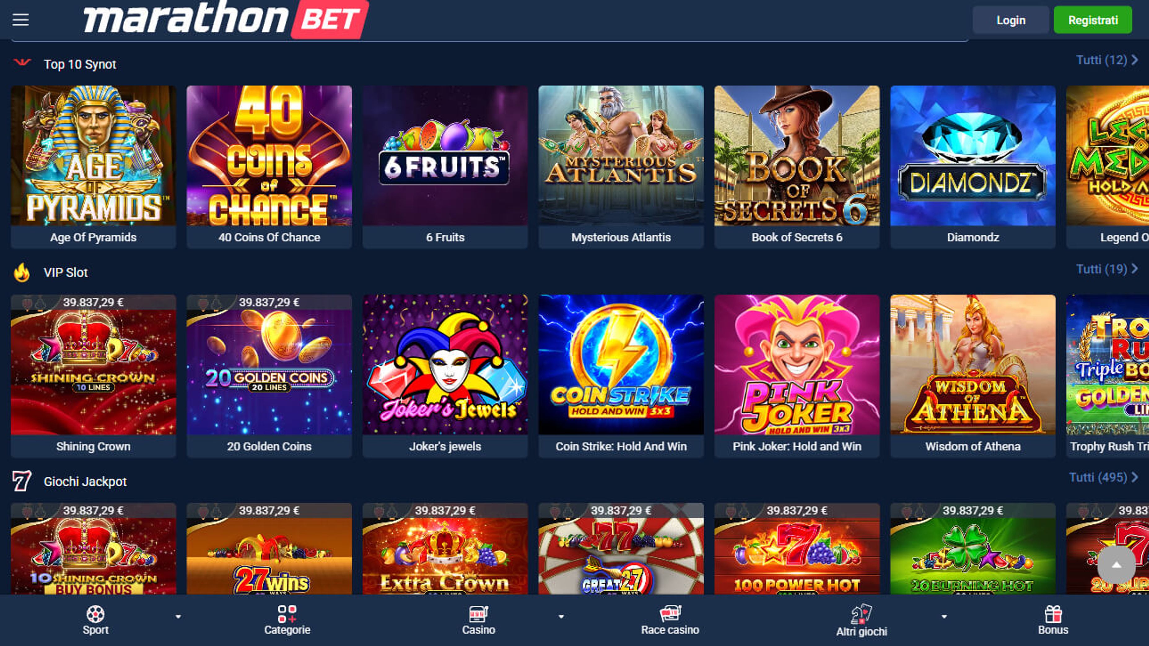 Marathonbet IT desktop screenshot 2