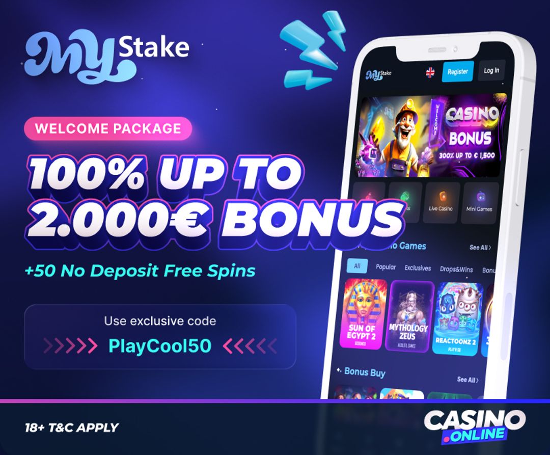 MyStake Casino Bonus - 50 No Deposit Free Spins