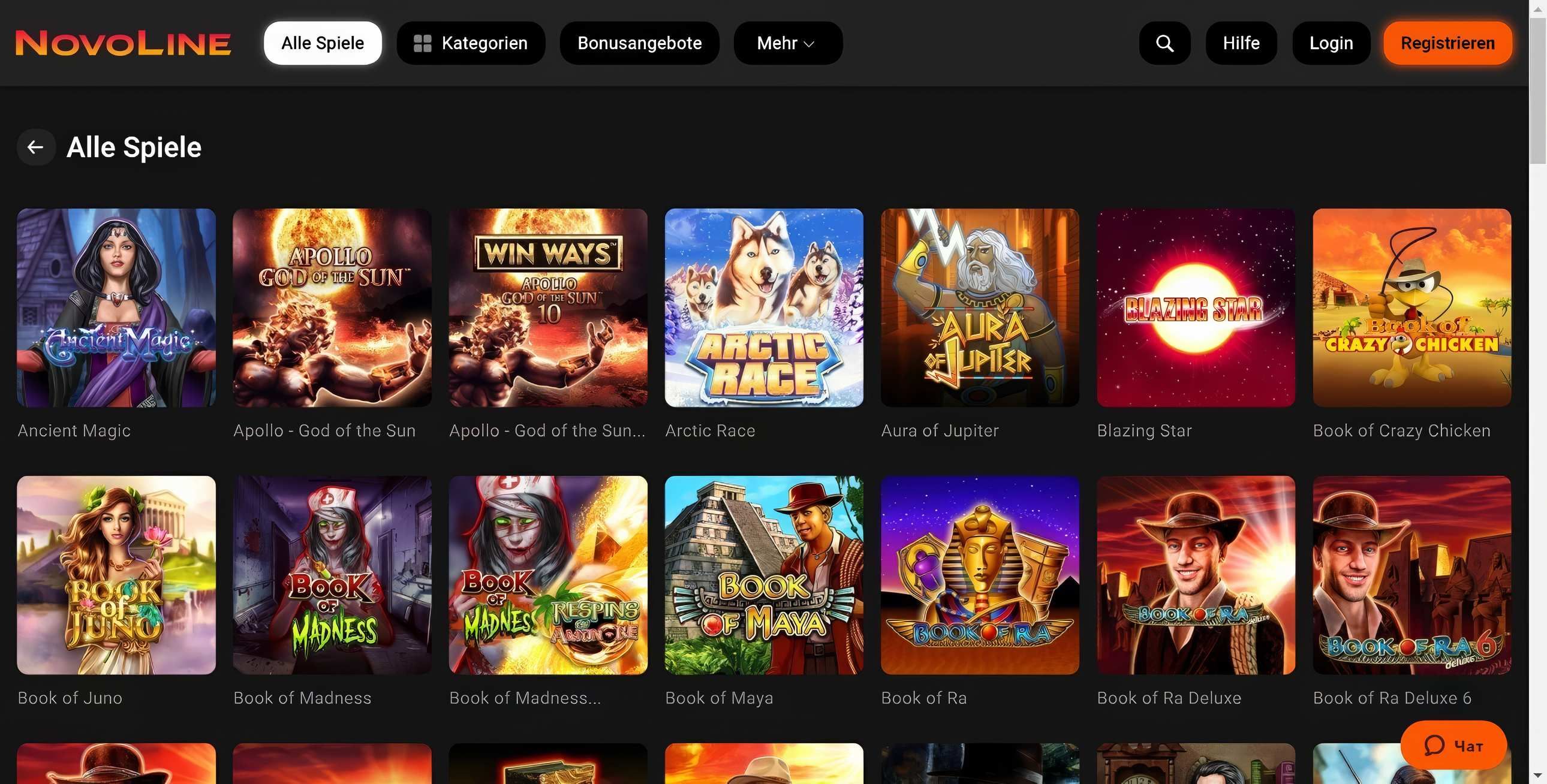 Novoline.de desktop screenshot 2