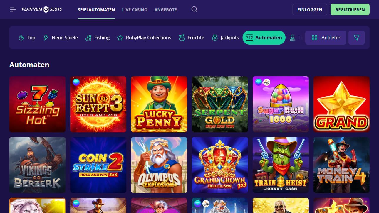 Platinumslots desktop screenshot 2