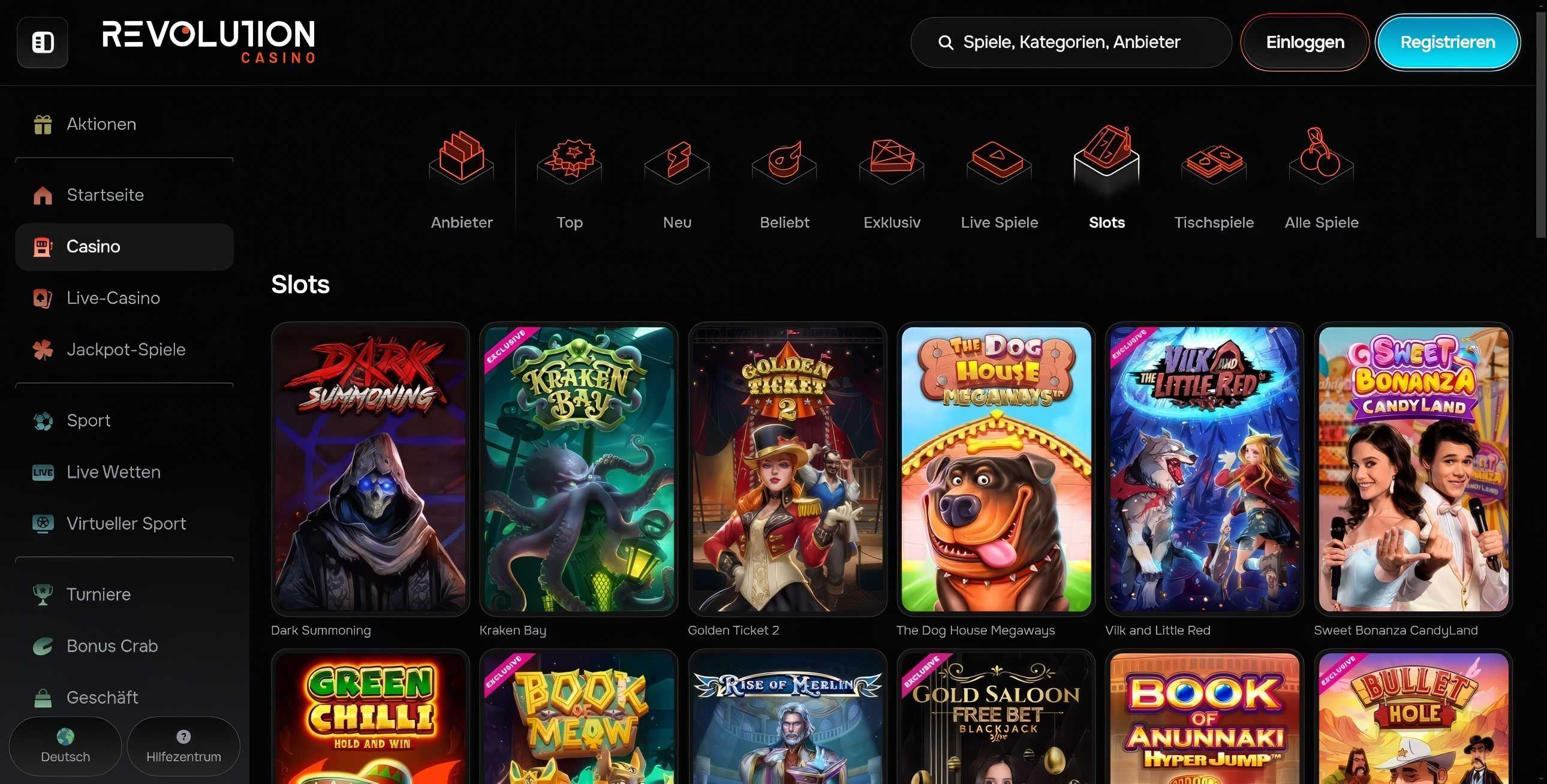 Revolution Casino desktop screenshot 2