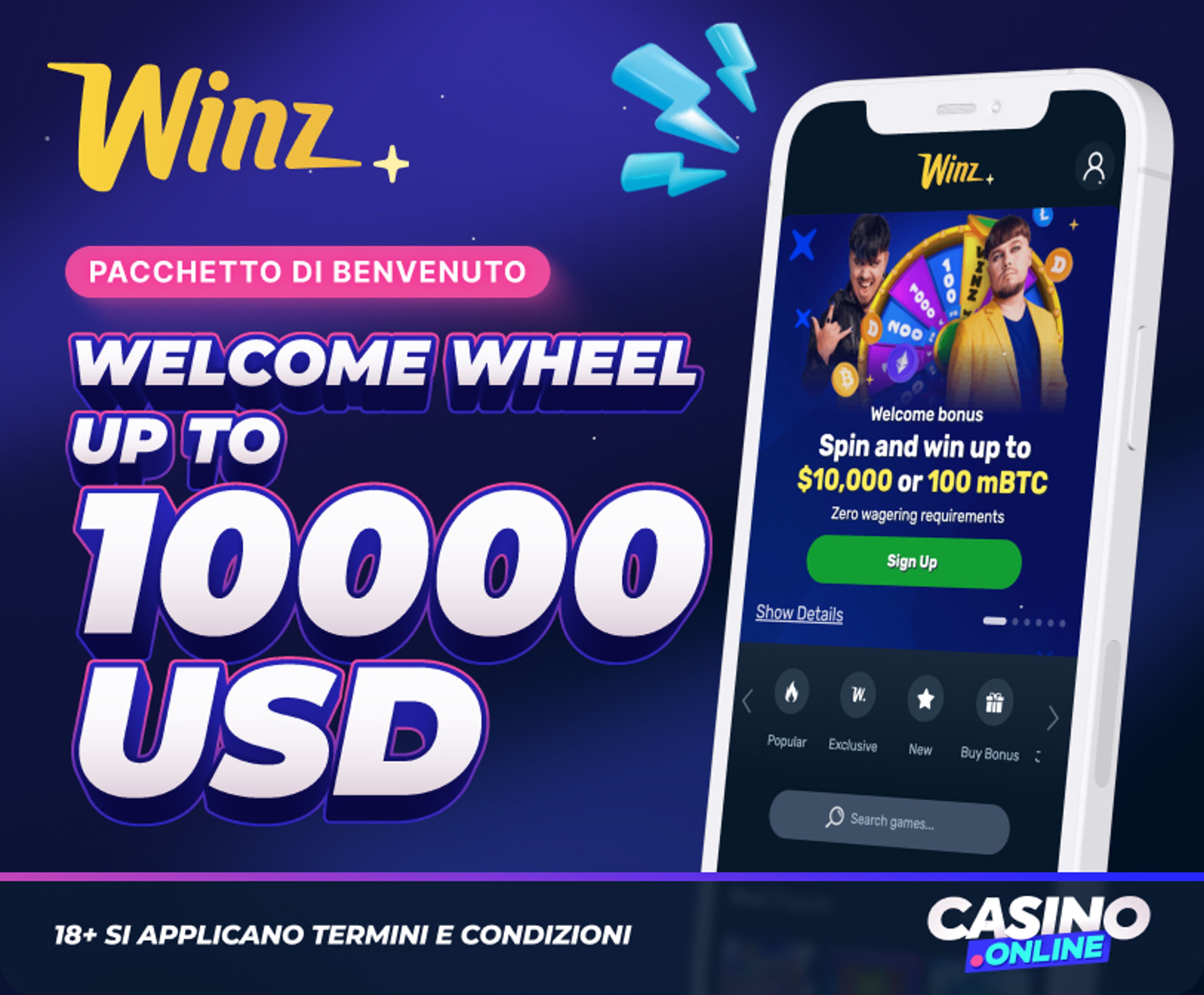 Winz.io Casino Bonus Benvenuto
