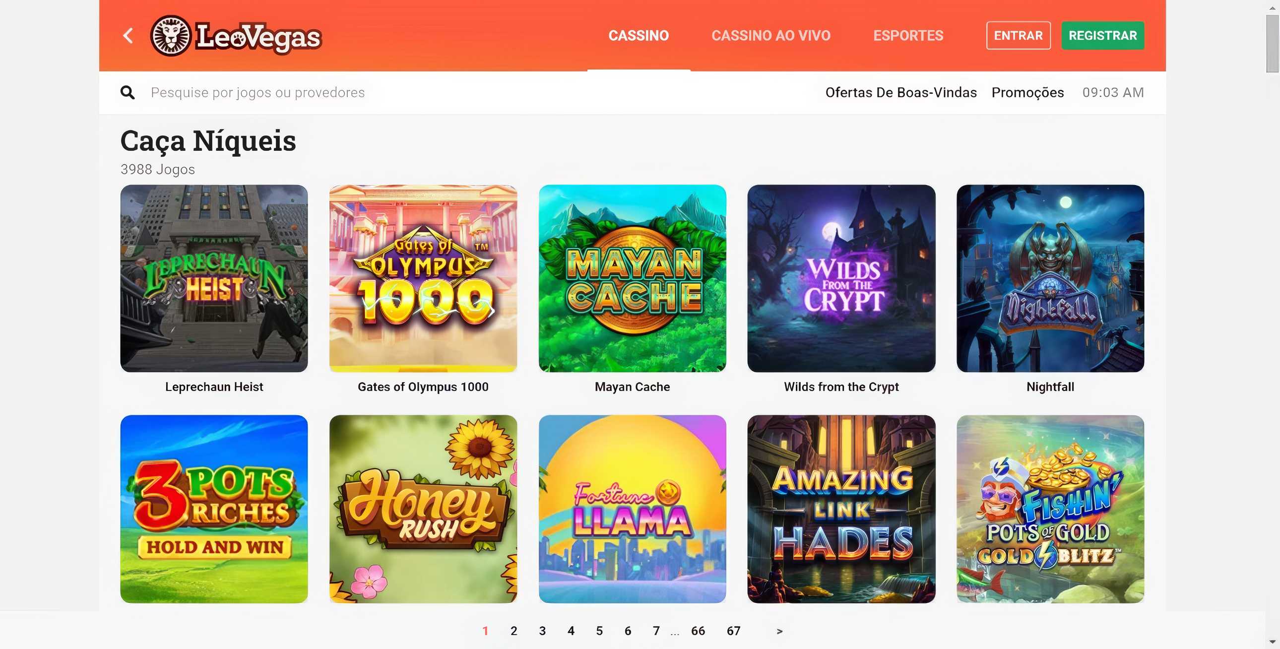 LeoVegas desktop slots