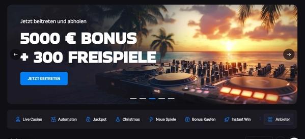 Lucky Vibe Casino Homepage Desktop