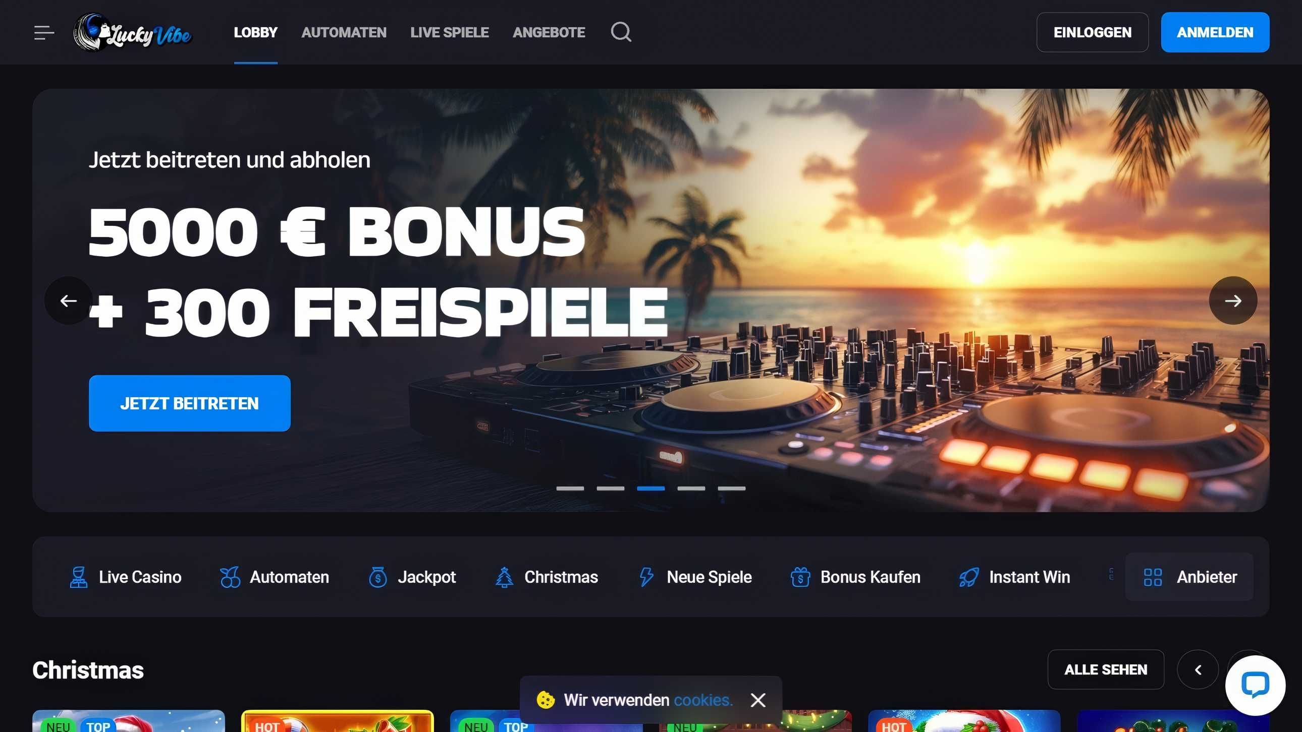 Lucky Vibe Casino desktop screenshot 1