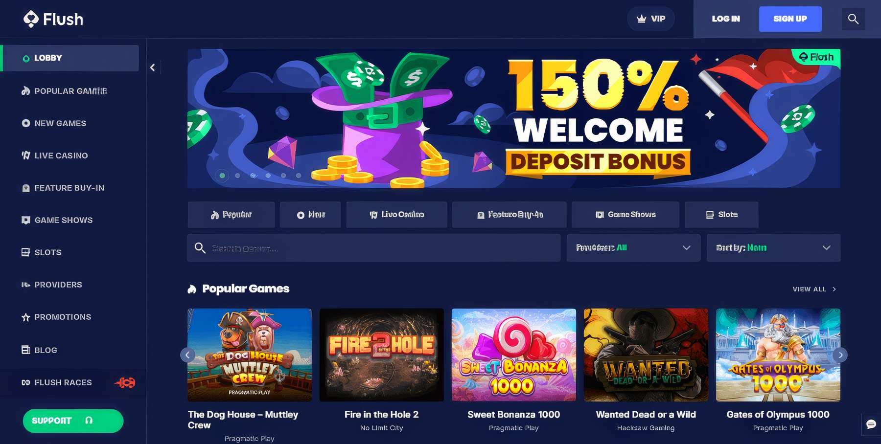 Flush Casino desktop screenshot 1