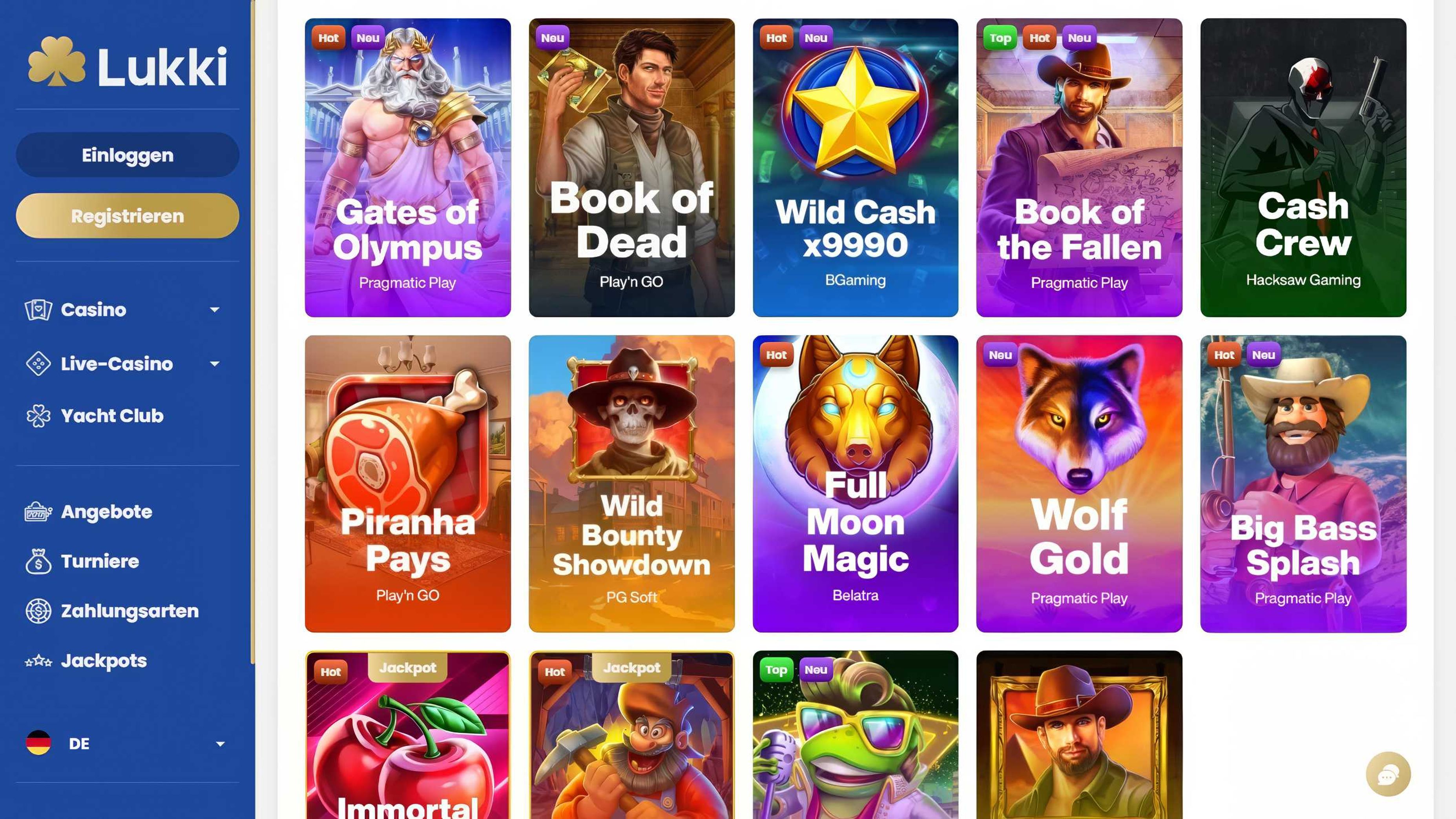 Lukki Casino desktop screenshot 2