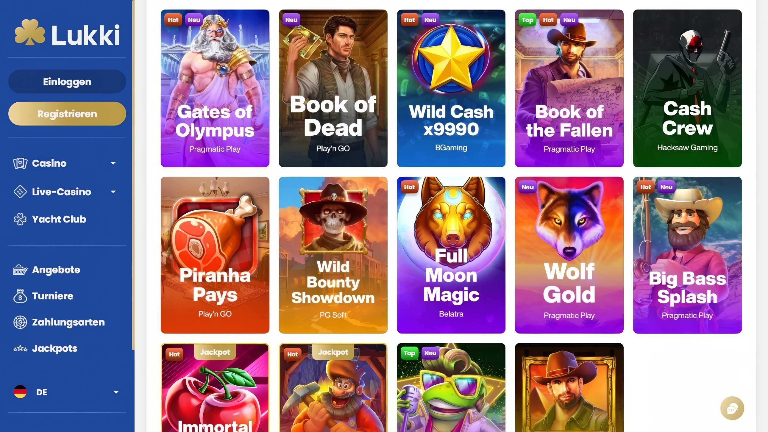 Lukki Casino desktop screenshot 2