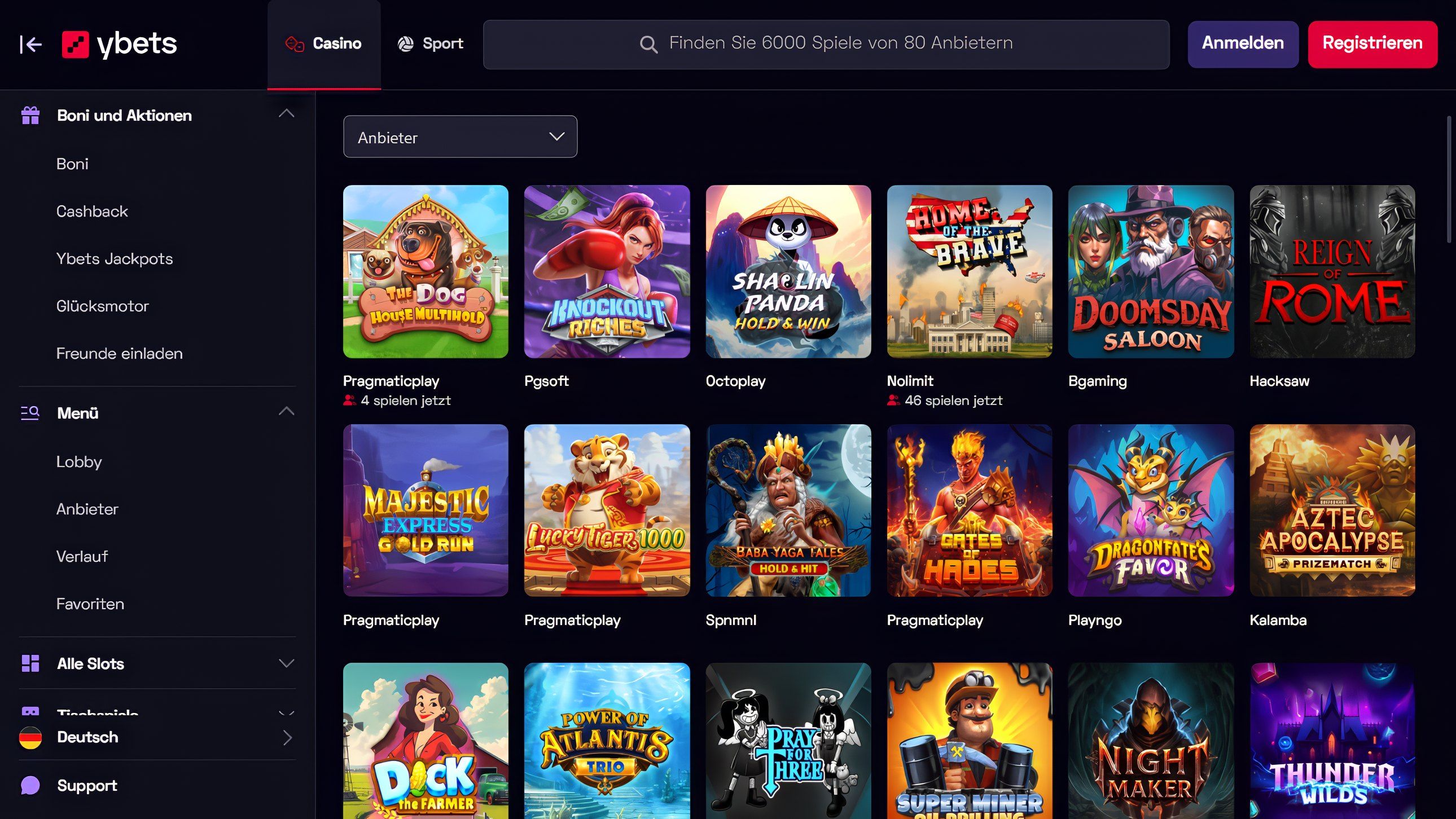 Ybets desktop screenshot 2