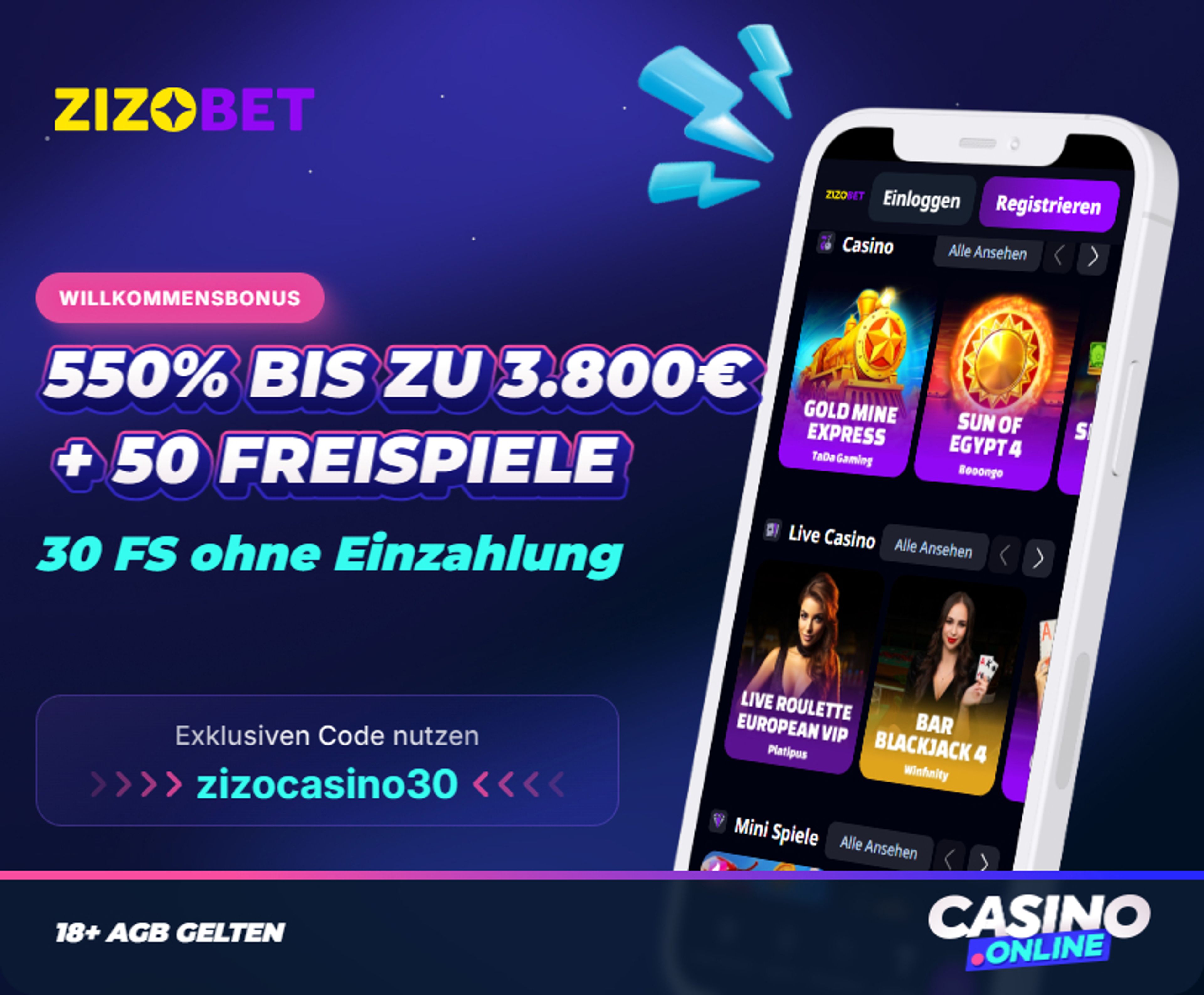Zizobet Casino Willkommenspaket