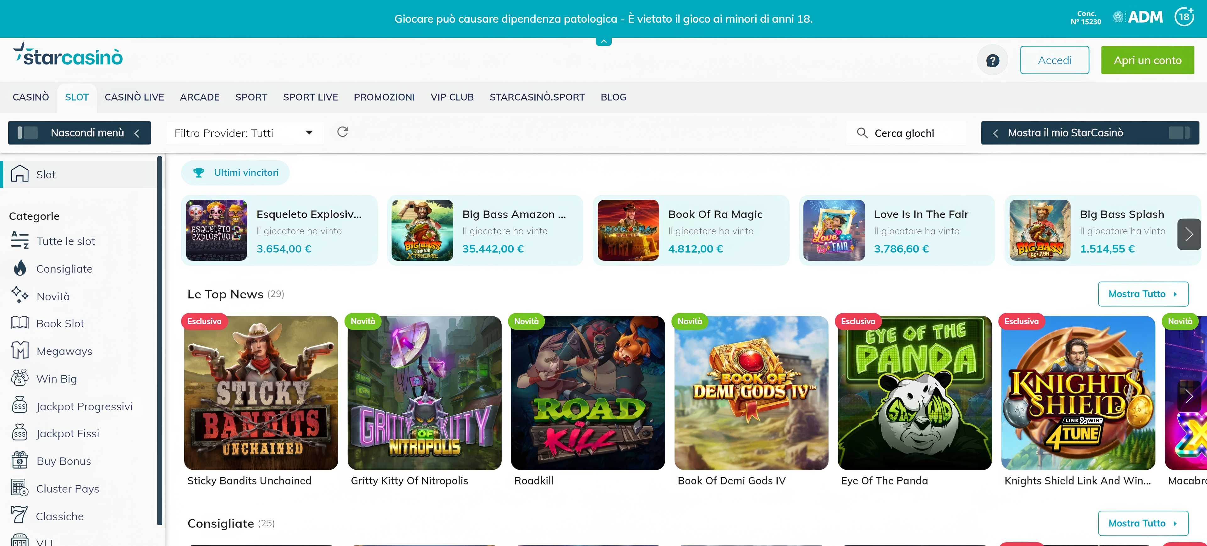 Starcasino.it desktop screenshot 2