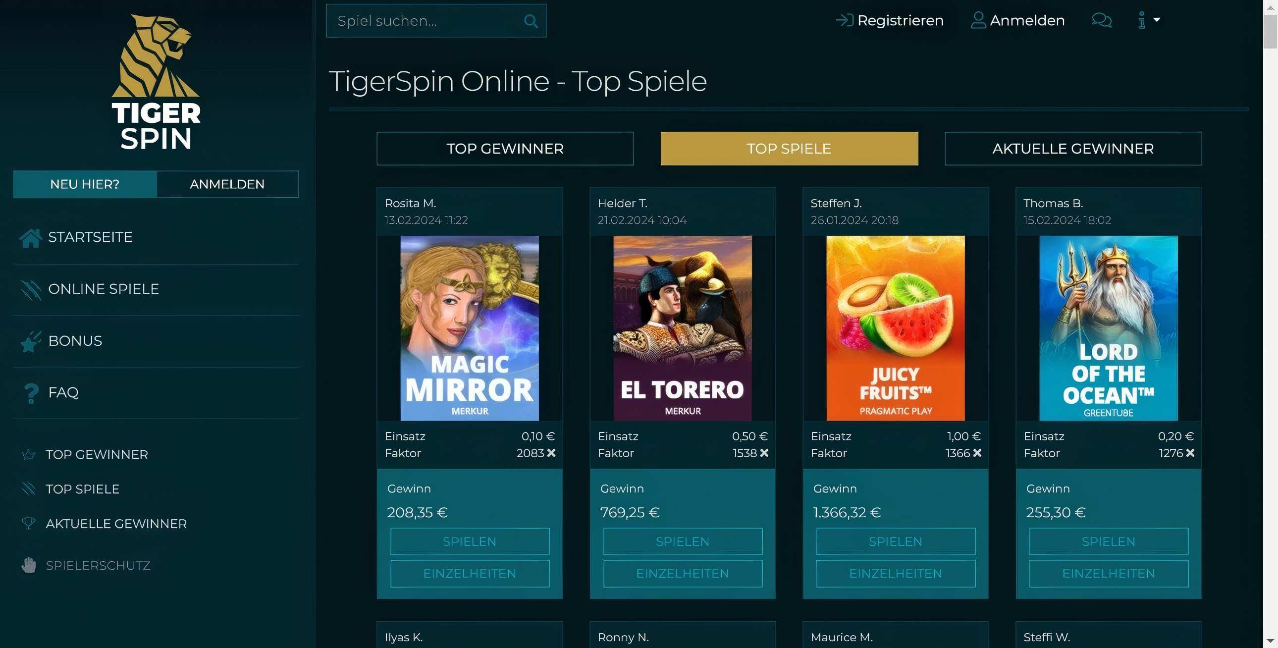 TigerSpin desktop screenshot 2