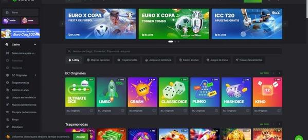 Lobby de casino en BC.Game