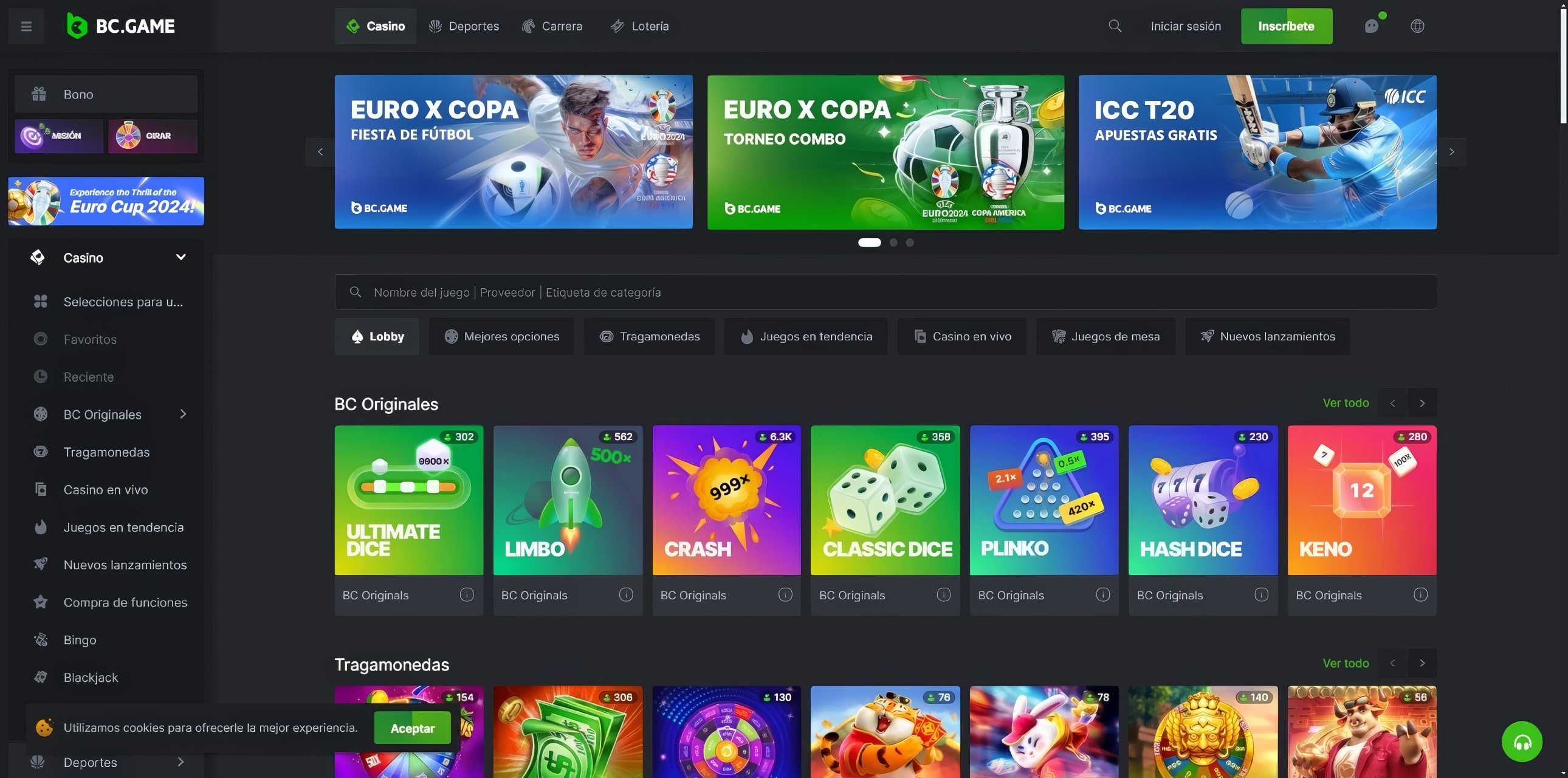 BC.game desktop screenshot 1