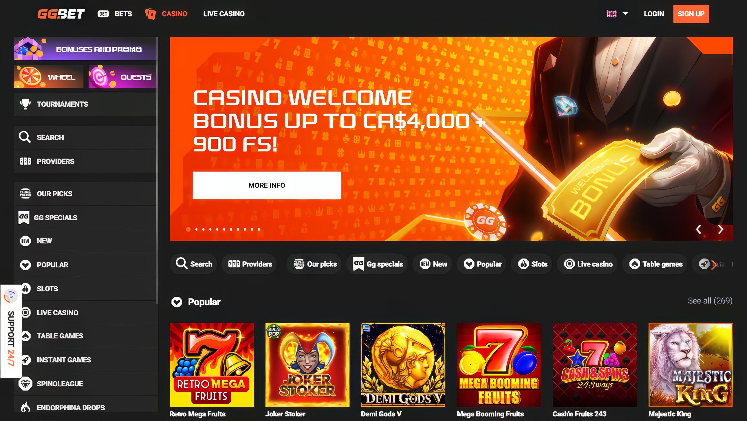 GG.BET desktop screenshot 1