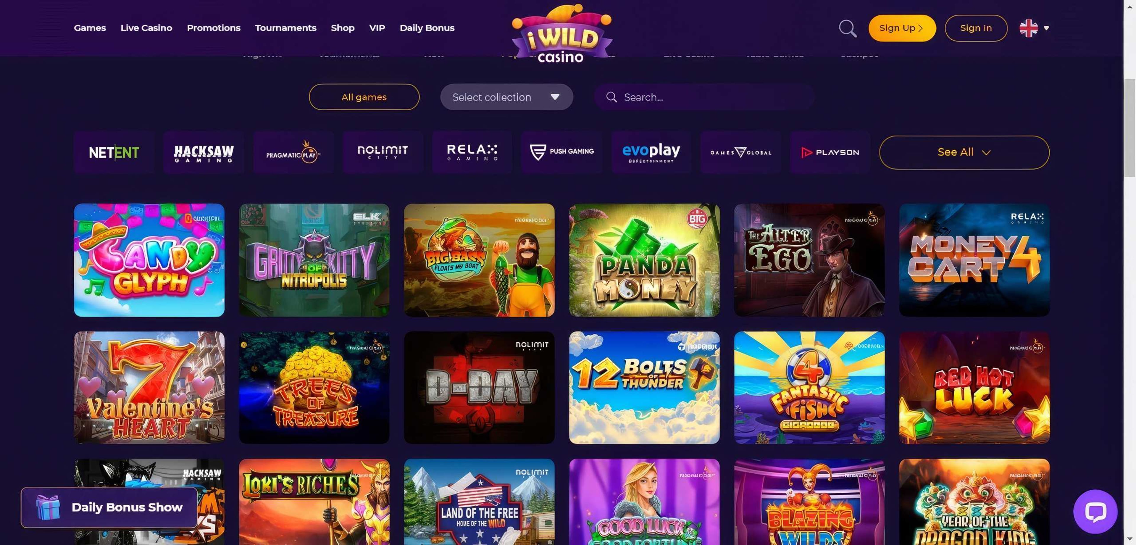 iWild Casino desktop screenshot 2