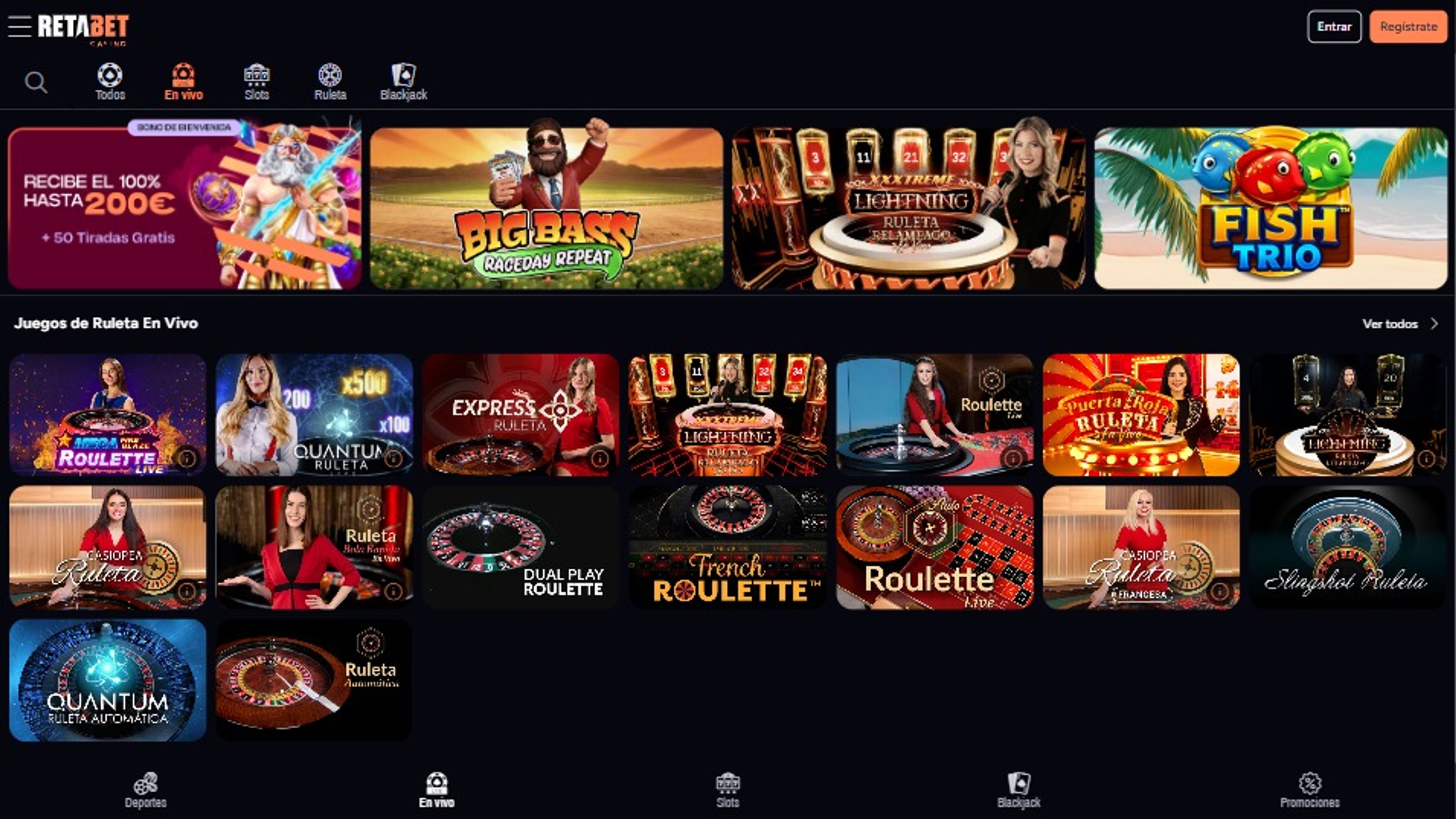Casino en vivo de Retabet.