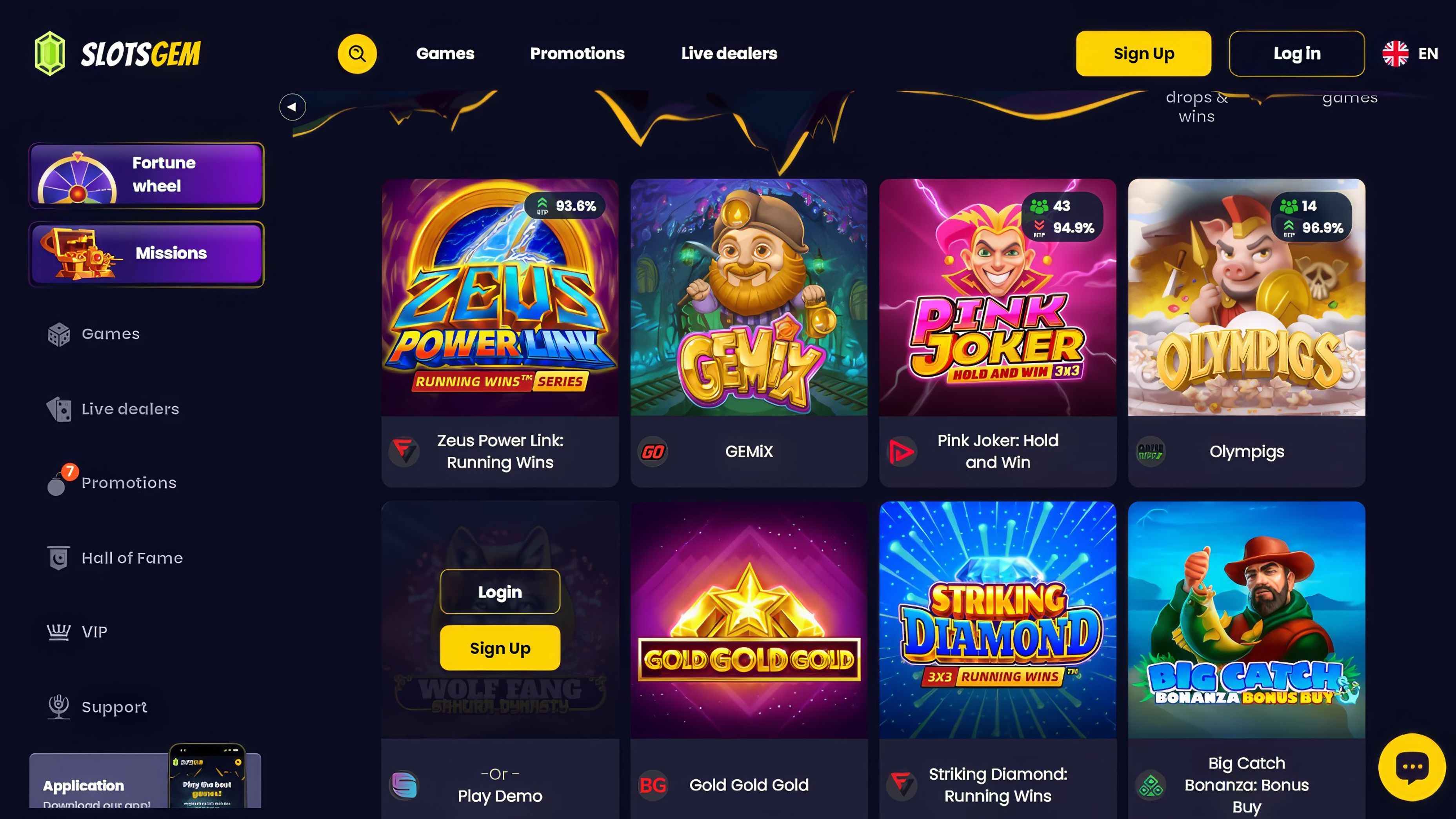 SlotsGem Casino desktop screenshot 2